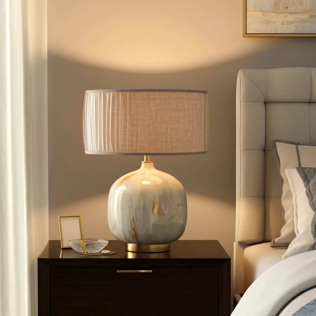 28x22" Metal Base Table Lamp, Ivory - Image 8