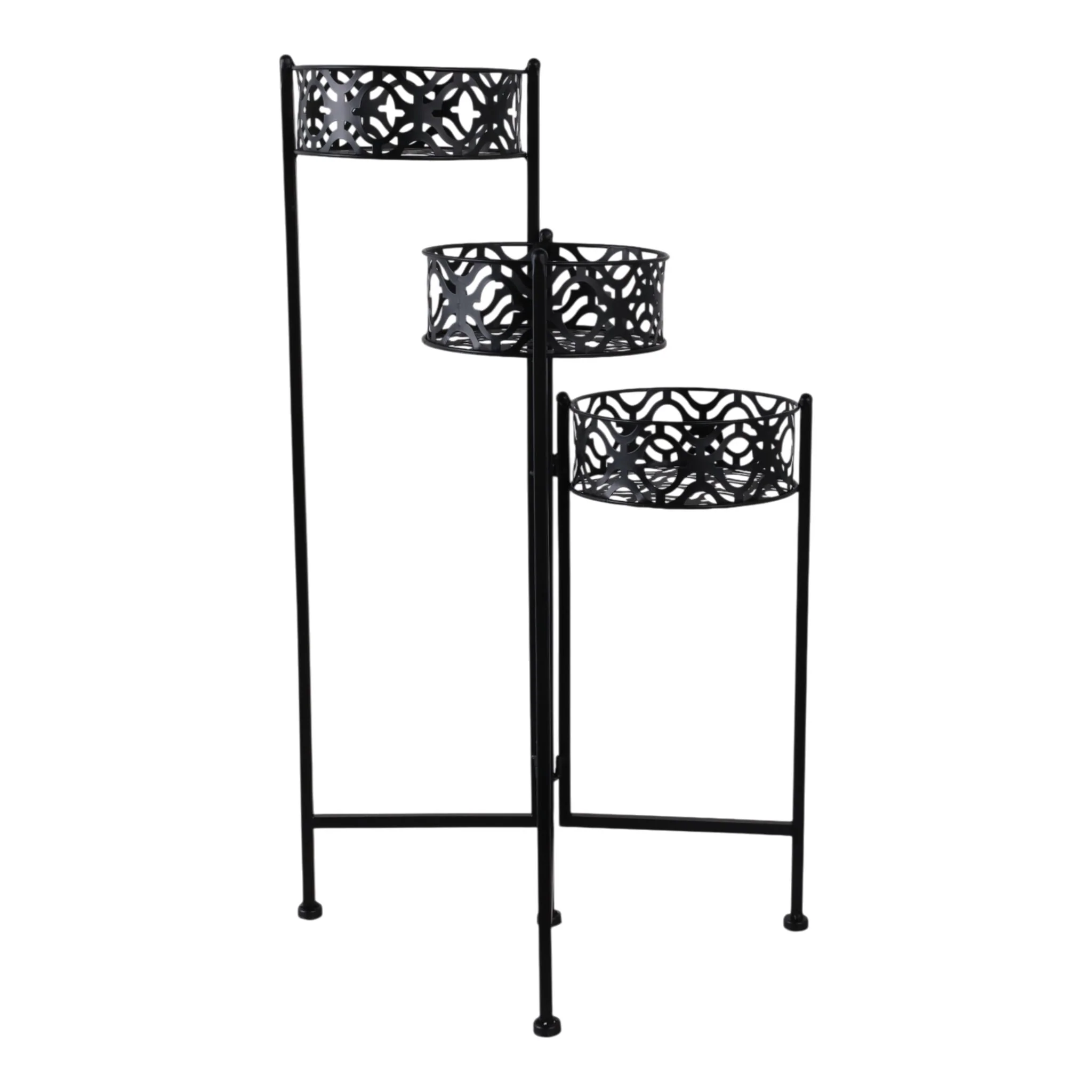 29" Folding 3-tier Plant Stand, Black - Image 4