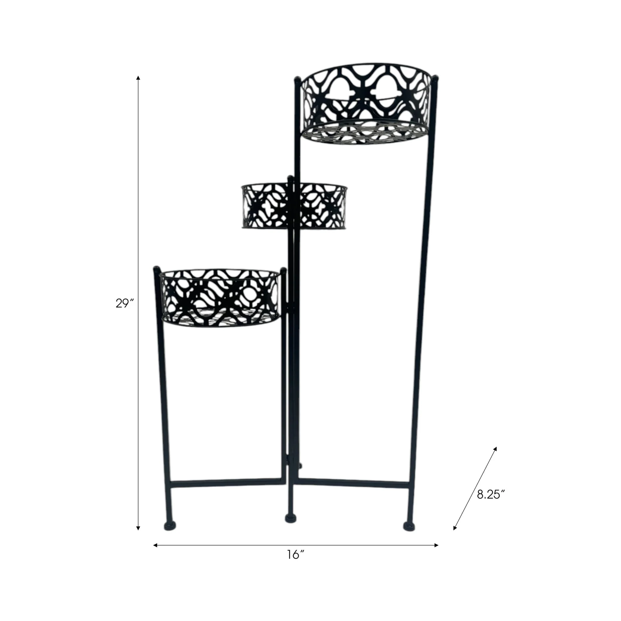 29" Folding 3-tier Plant Stand, Black - Image 9