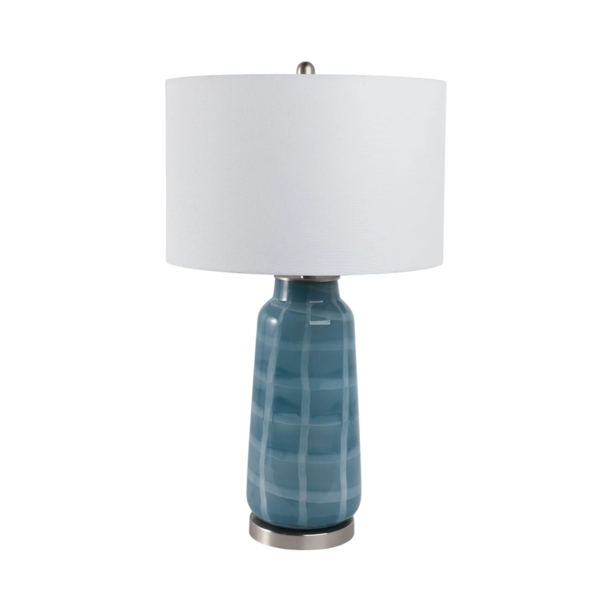 29x17" Checkered Glass Table Lamp, Blue