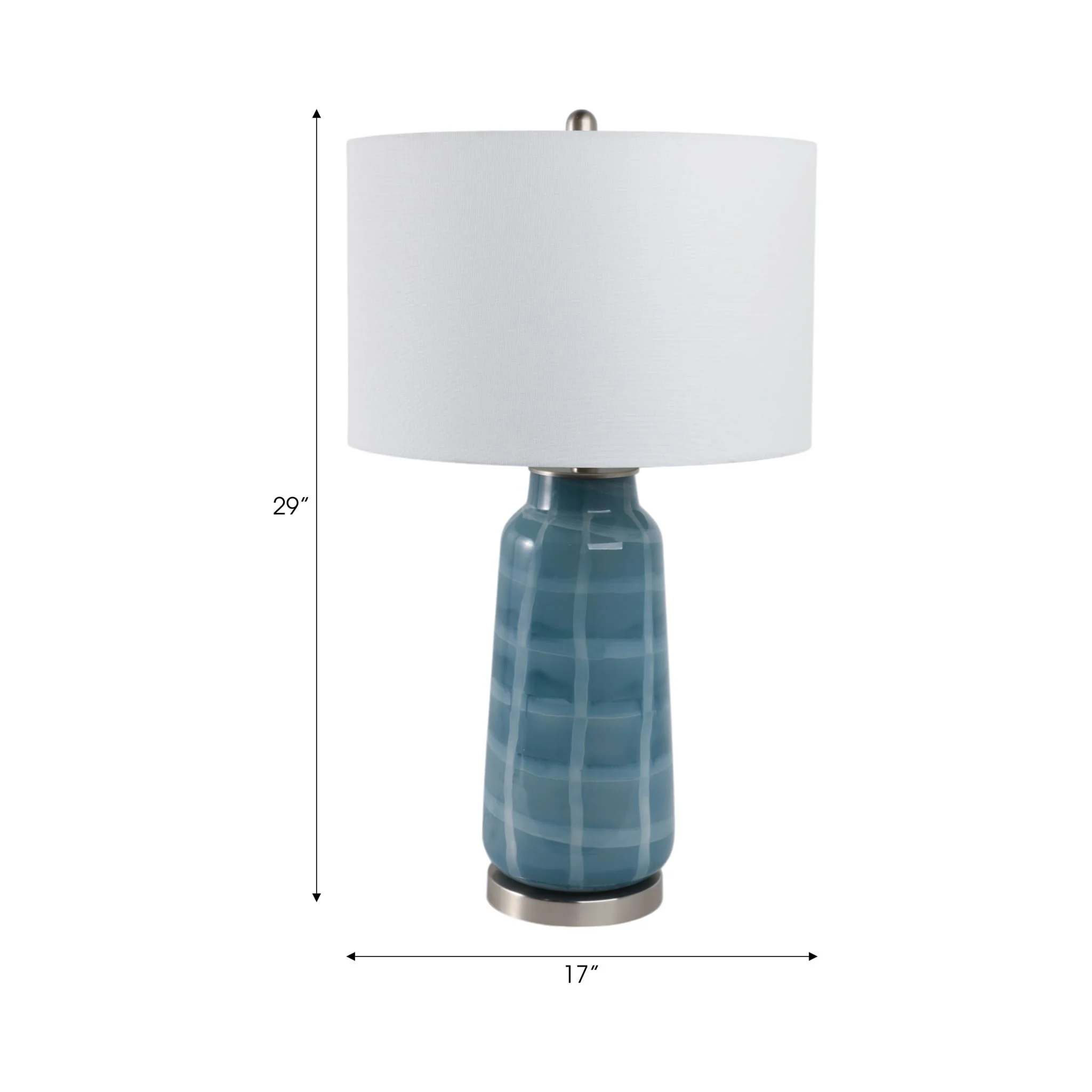 29x17" Checkered Glass Table Lamp, Blue - Image 7