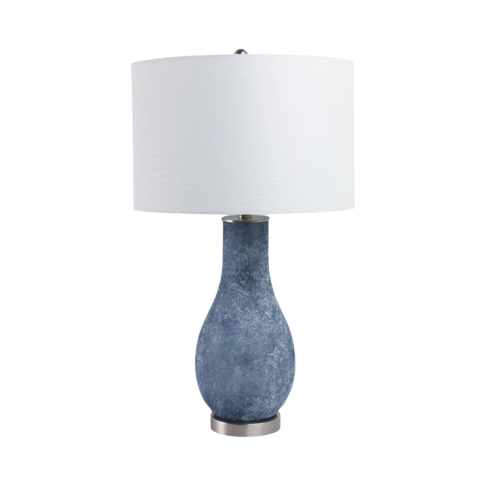 29x17" Frosted Glass Teardrop Table Lamp, Dark Blu