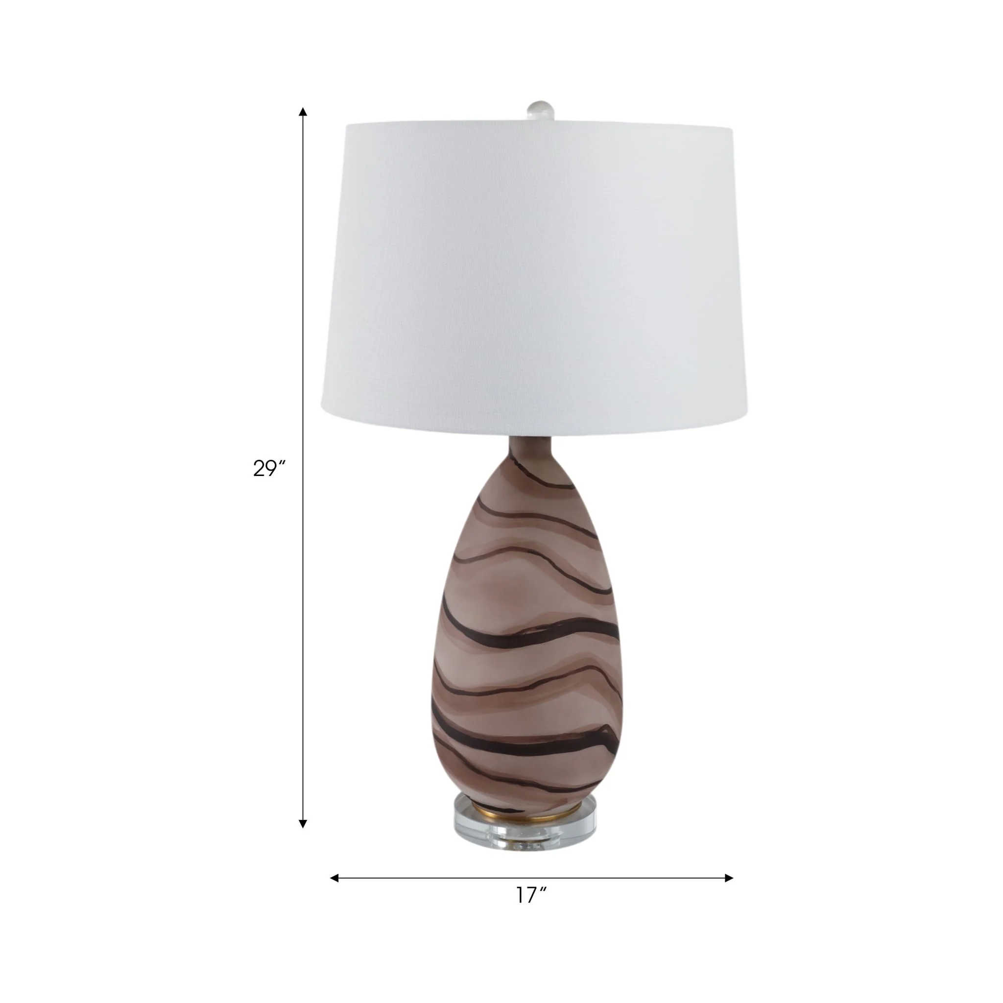 29x17" Marbled Glass Table Lamp, Brown - Image 6