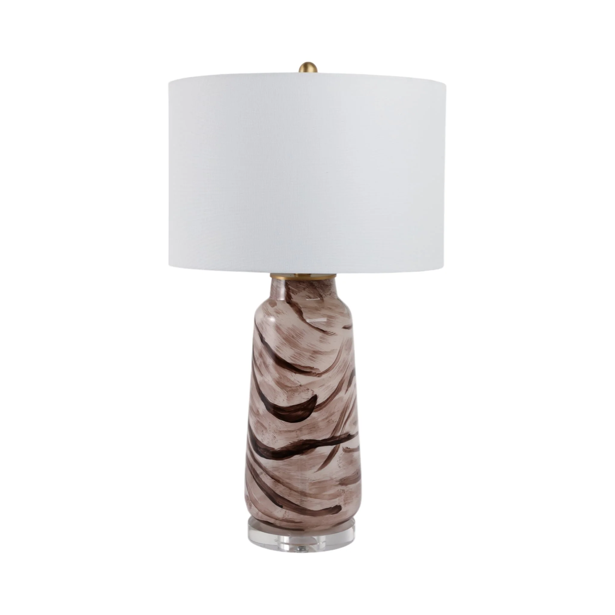 29x17" Swirled Glass Table Lamp, Brown
