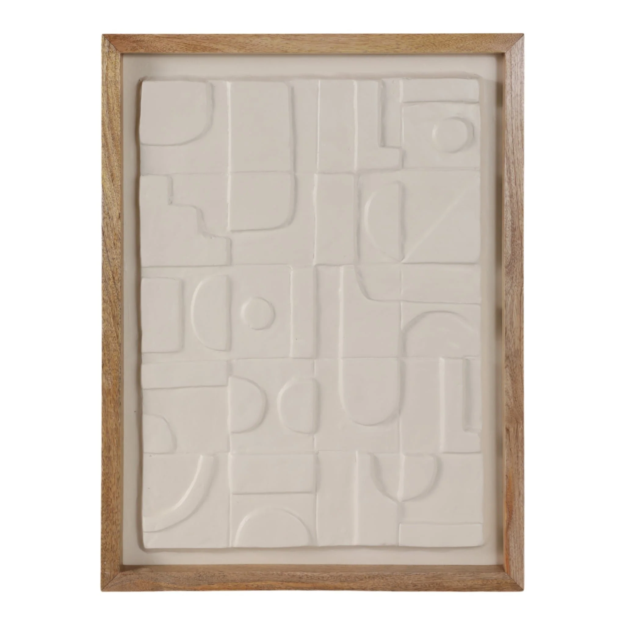 29x22" Geo Modern Paper Mache Wall Art, White/brow