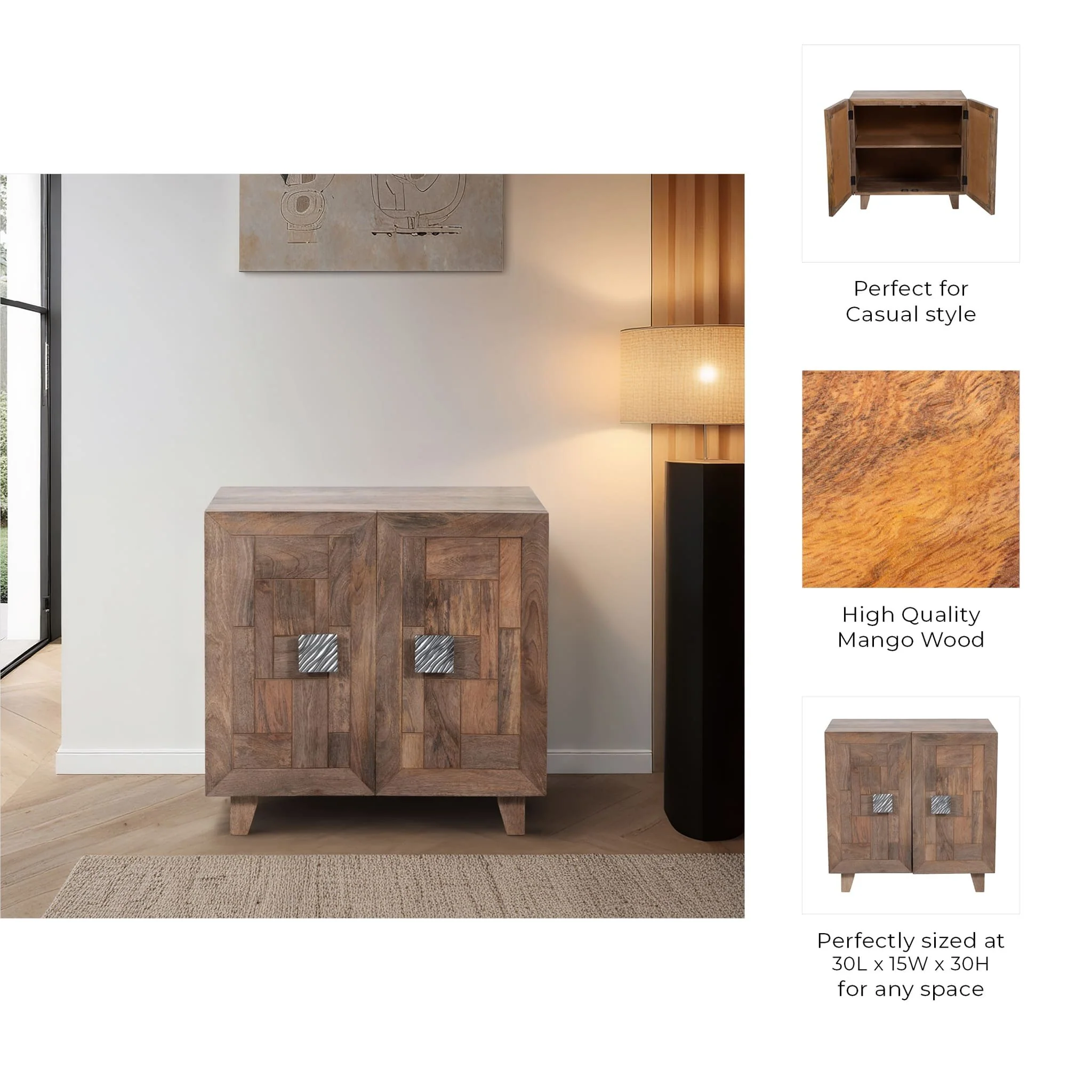 30" 2 Door Coffer Front Cabinet, Light Wash,k/d - Image 10