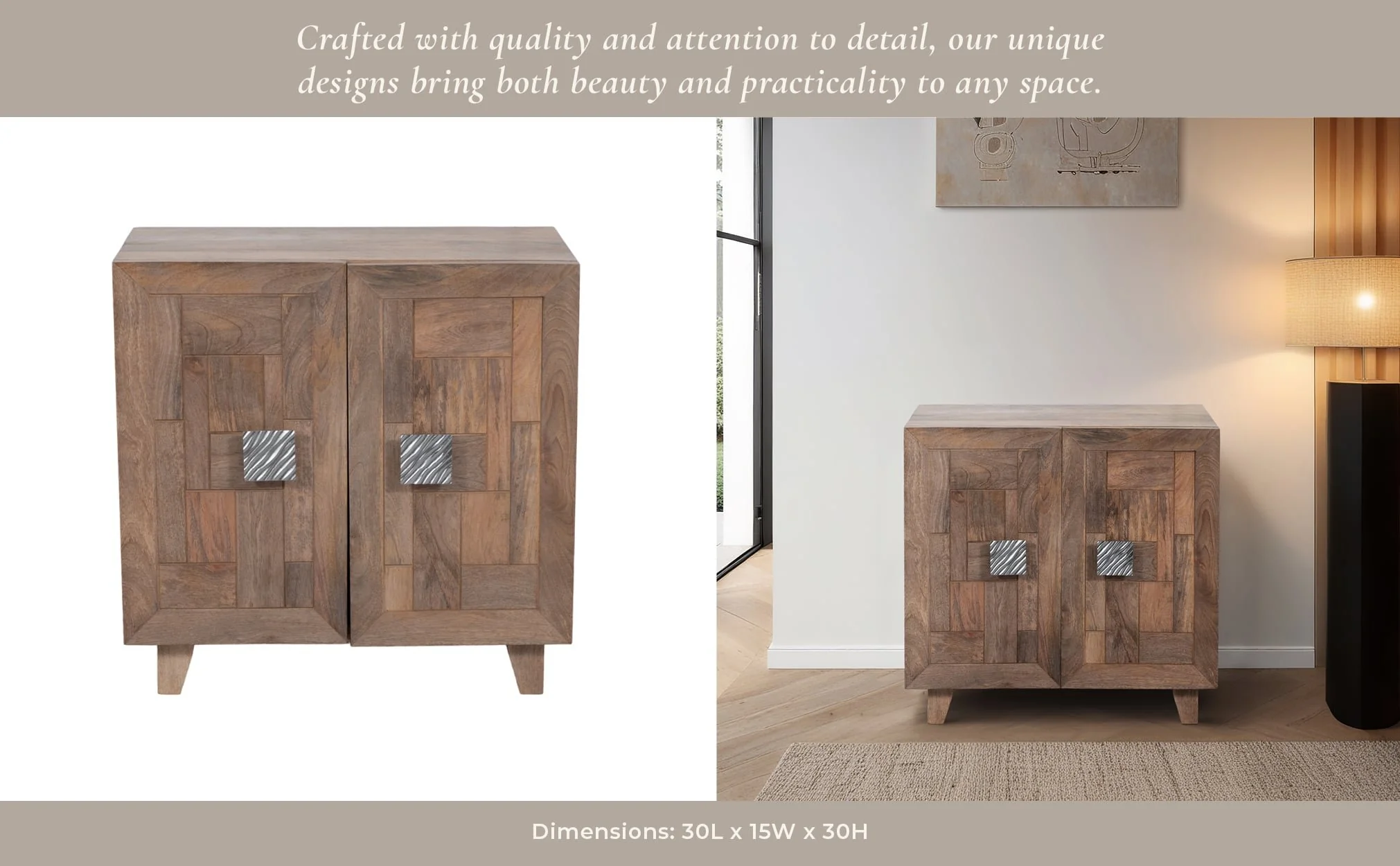 30" 2 Door Coffer Front Cabinet, Light Wash,k/d - Image 12