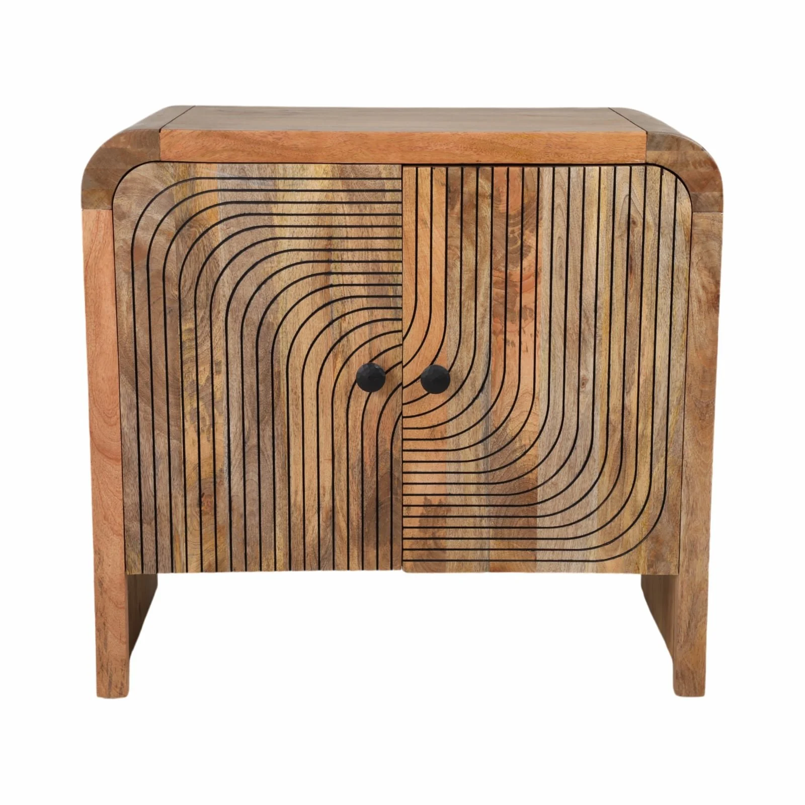 30" Carved Front Waterfall Edge 2 Door Cabinet
