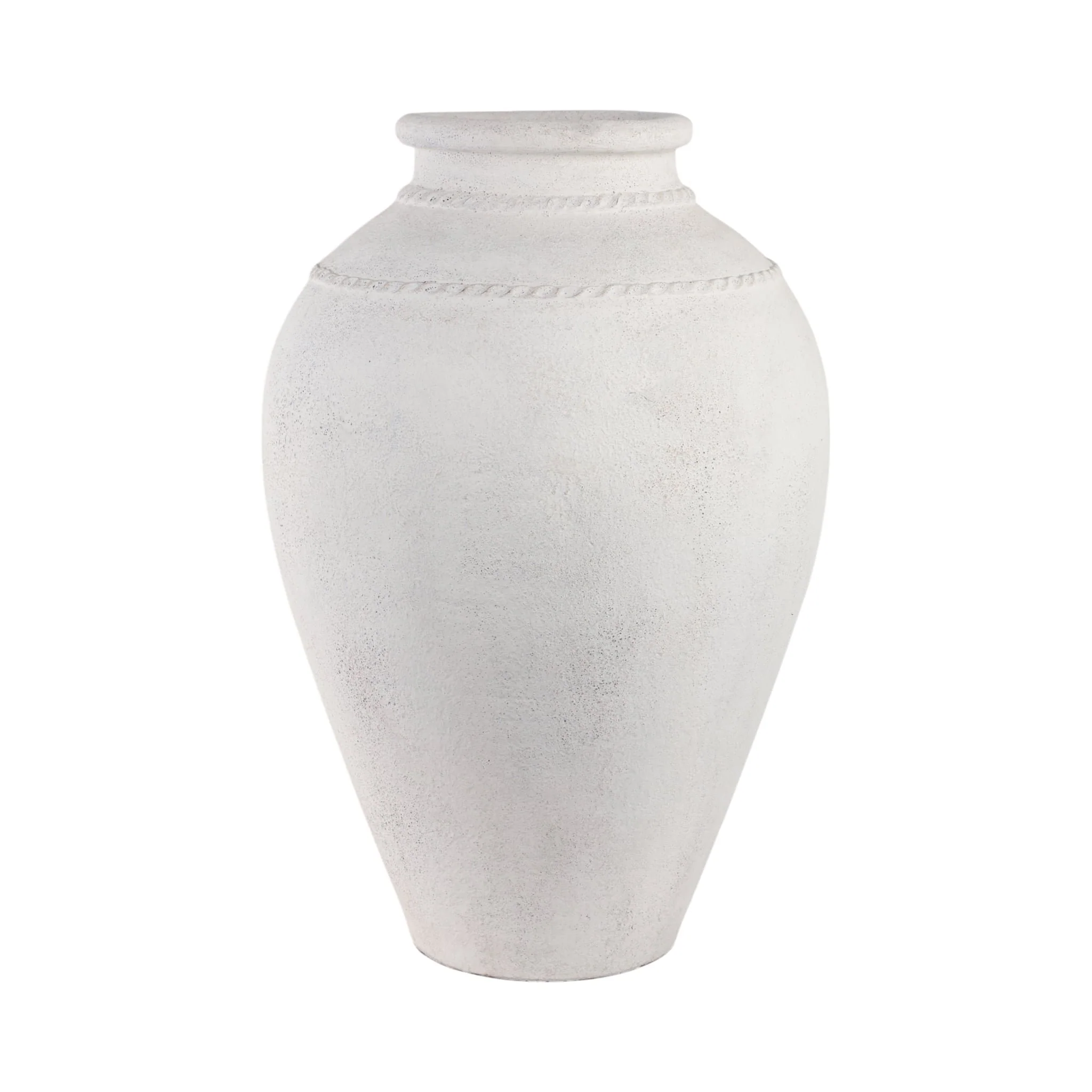 30" Terracotta Floor Vase, Ivory