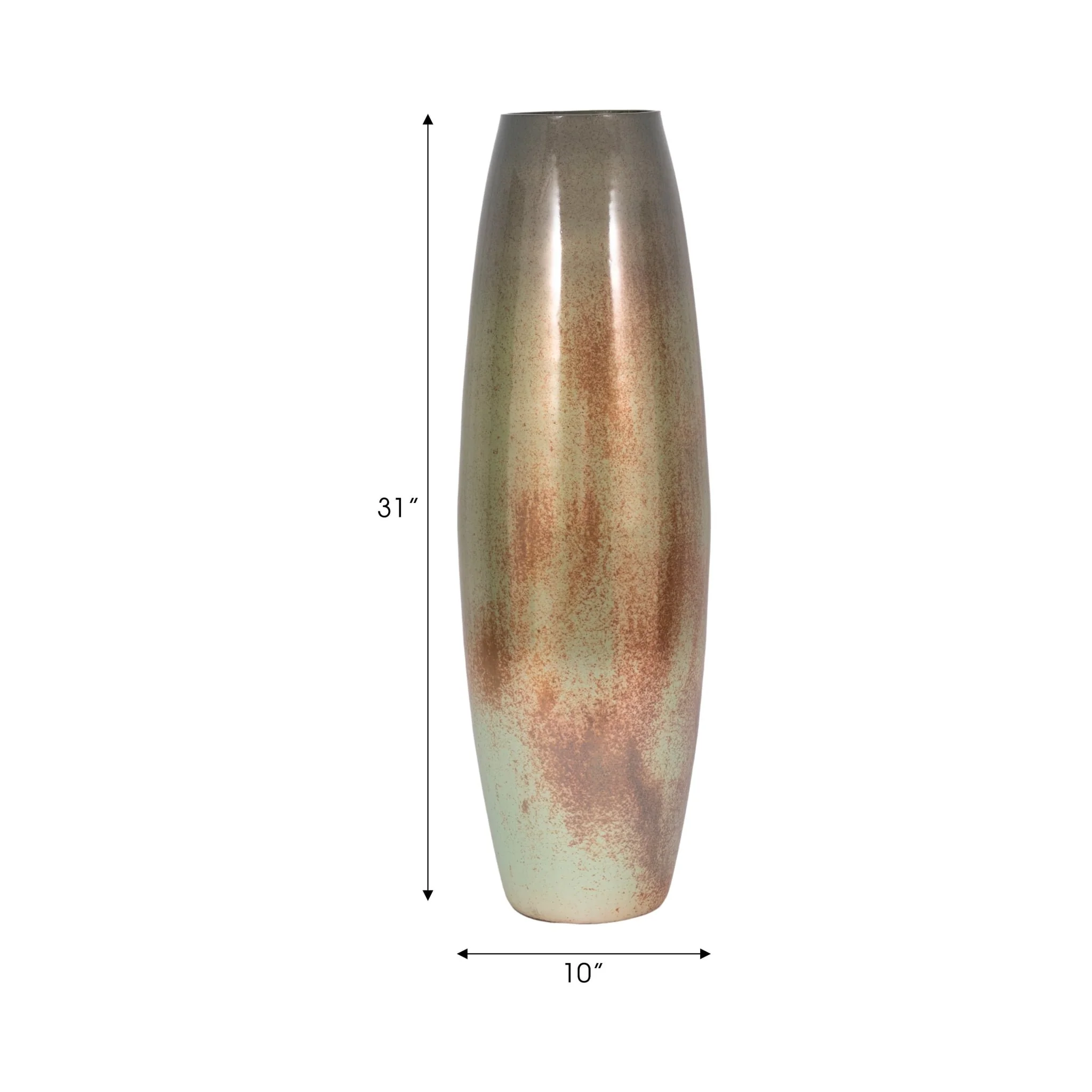 31" Curved Glass Vase Green Mercury Ombre, Multi - Image 8