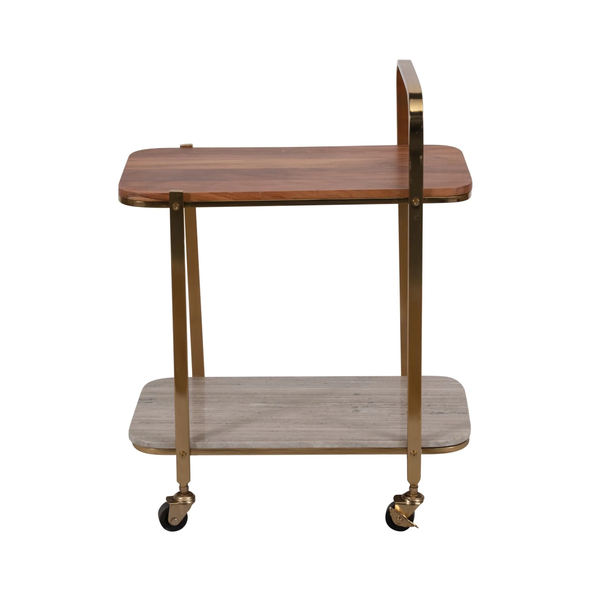 31" Marble Shelf Bar Cart, Gold Kd