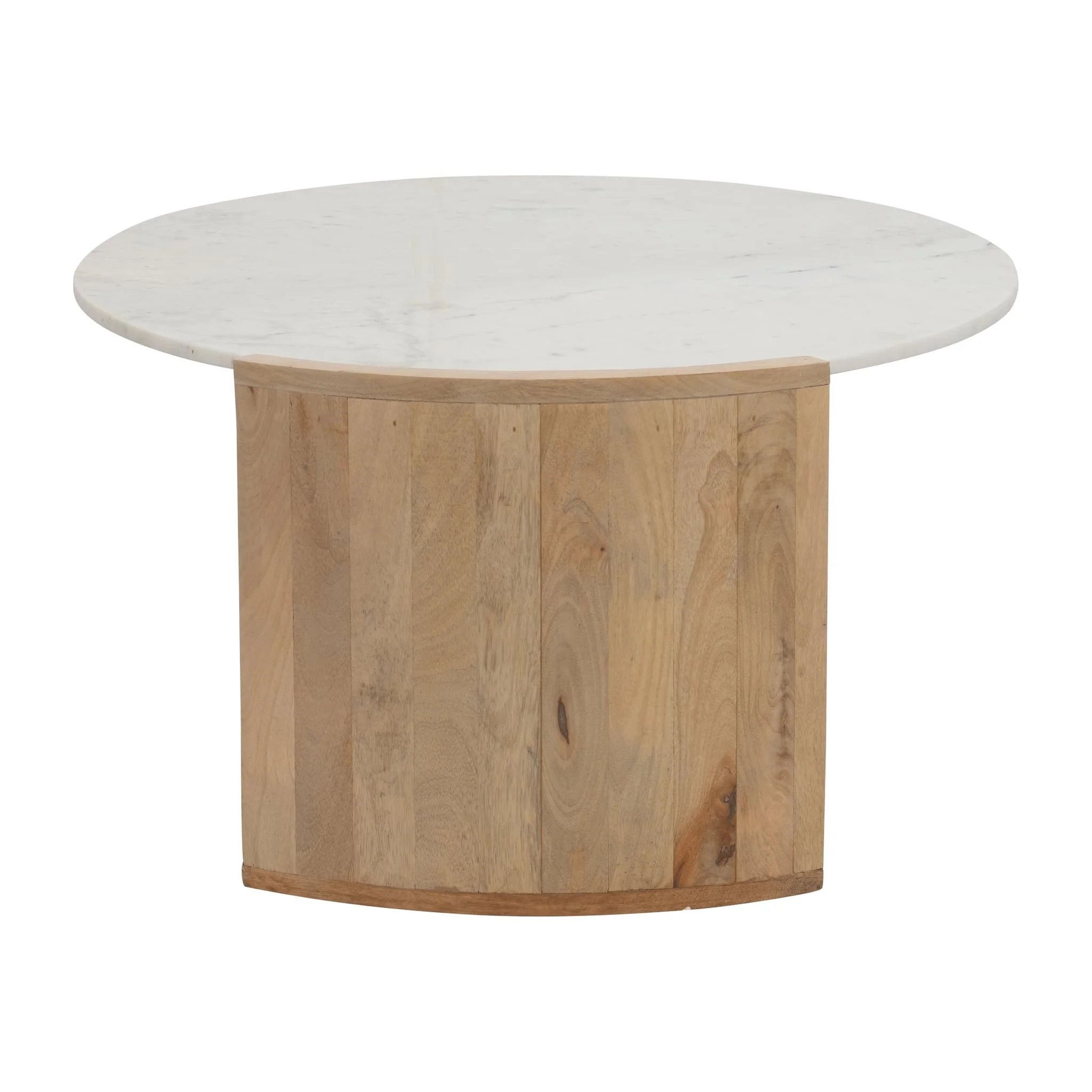 32" Marble Top Mango Coffee Table, Wht/nat Kd - Image 3