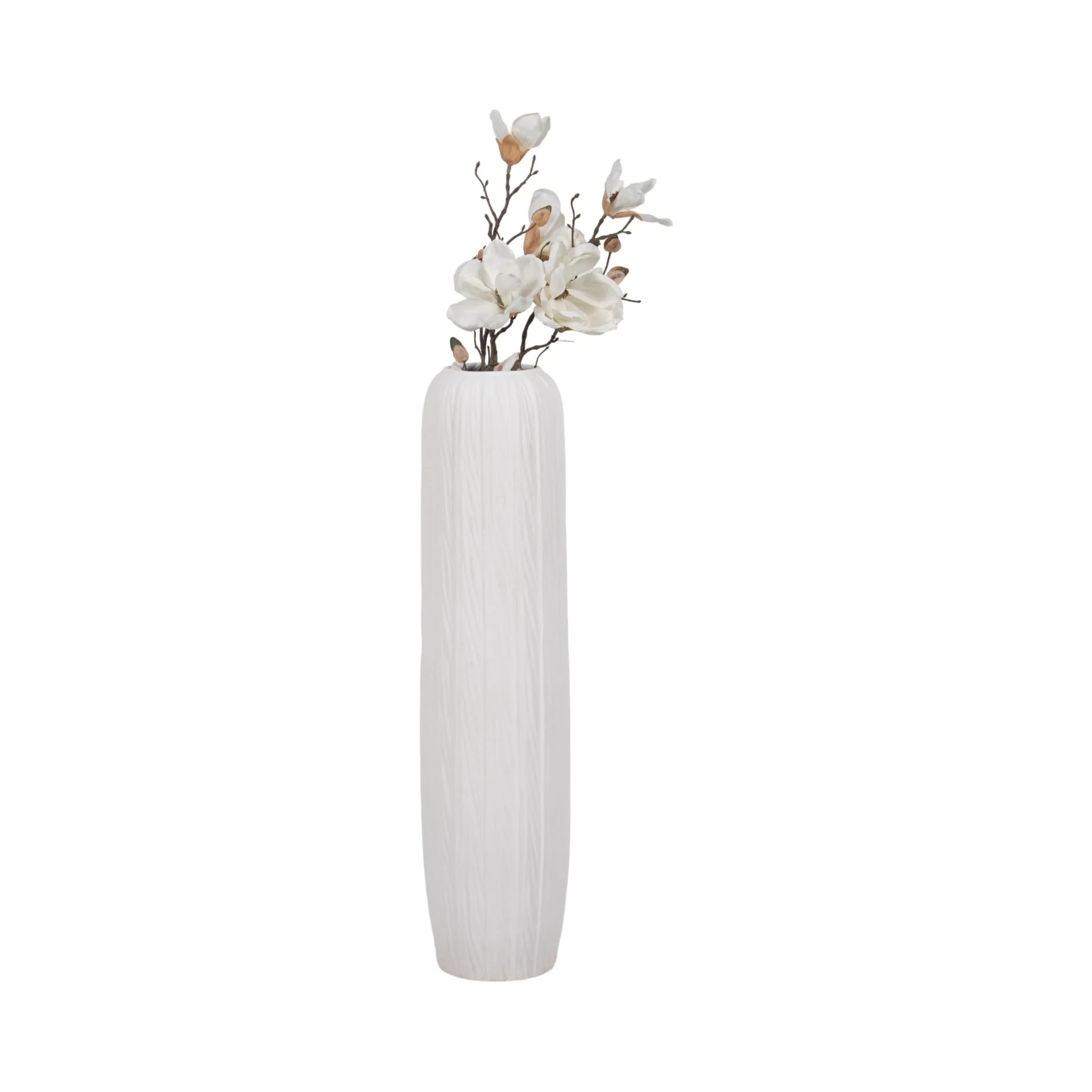 32" Rough Cylinder Floor Vase, White - Image 2
