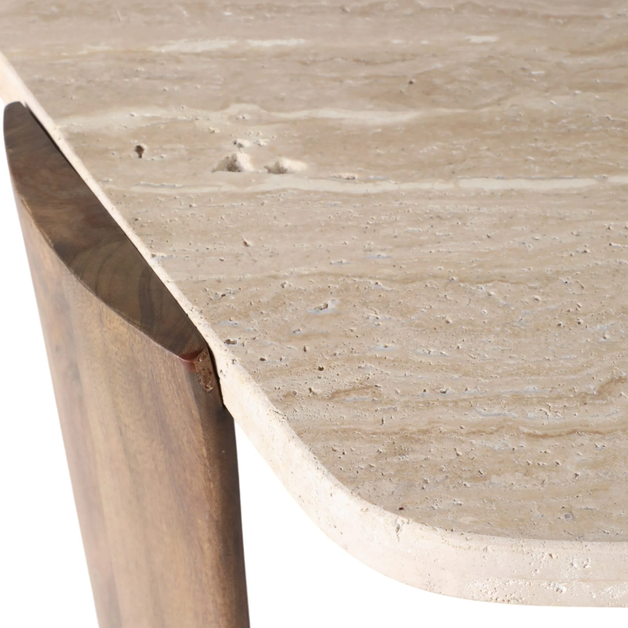 32x17 Hexagon Travertine Coffee Table, Bwn - Image 6