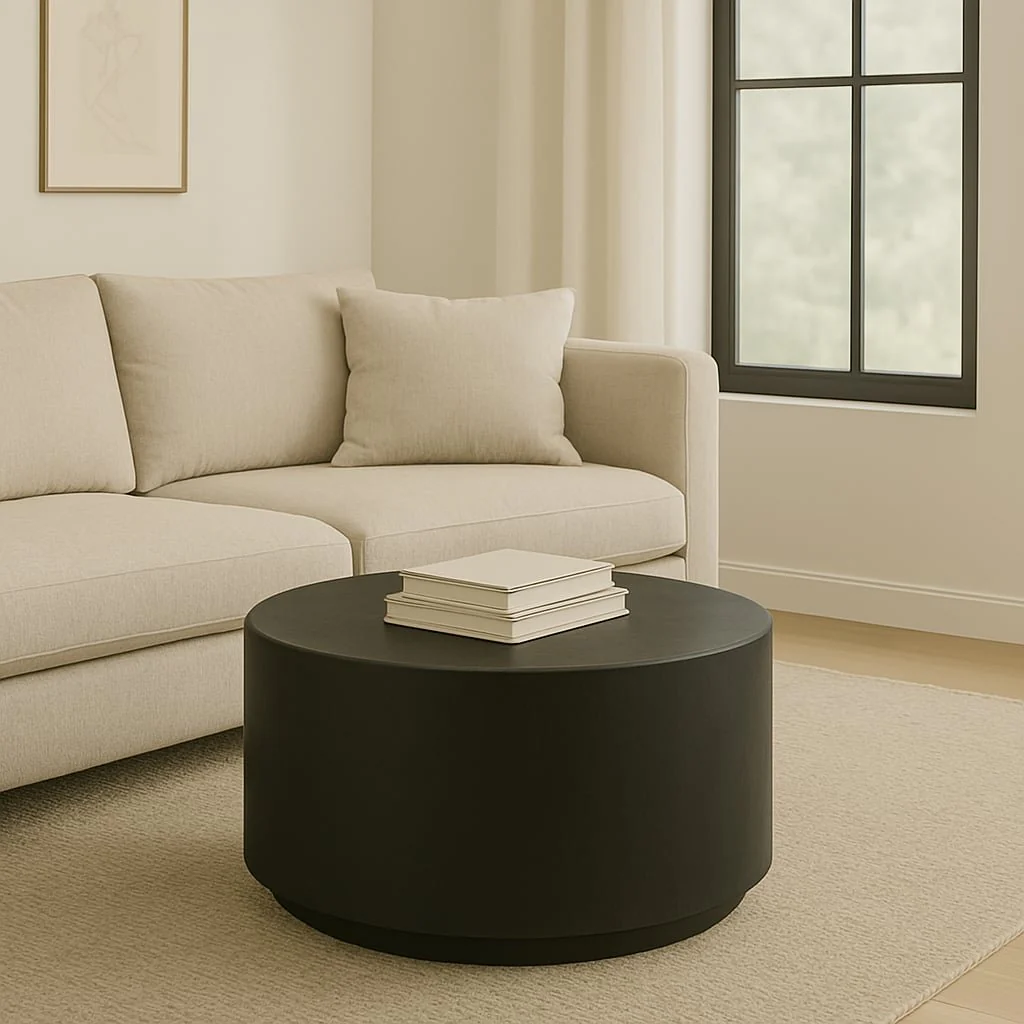 32x17 Marble Inlay Rnd Coffee Table, Blk/wht - Image 11