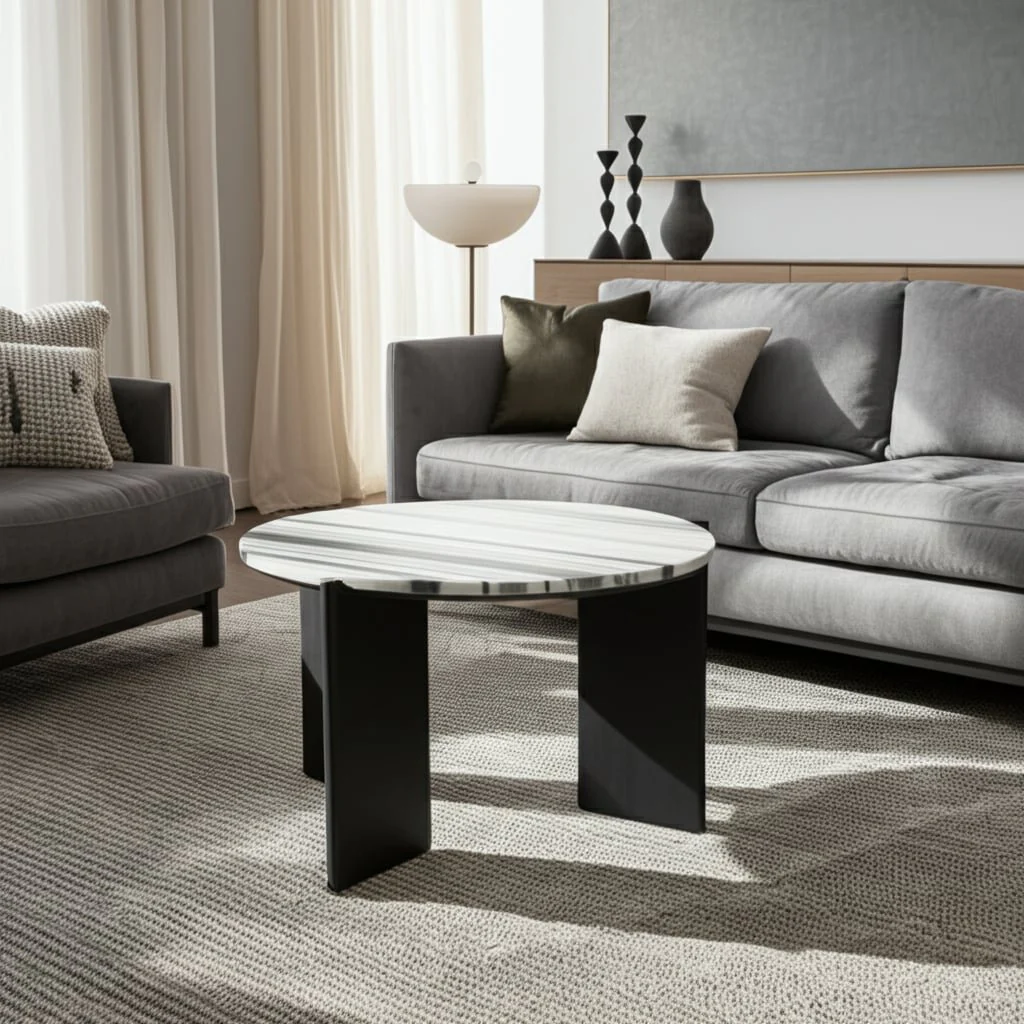 32x17 Panda Marble Coffee Table, Blk/wht - Image 10