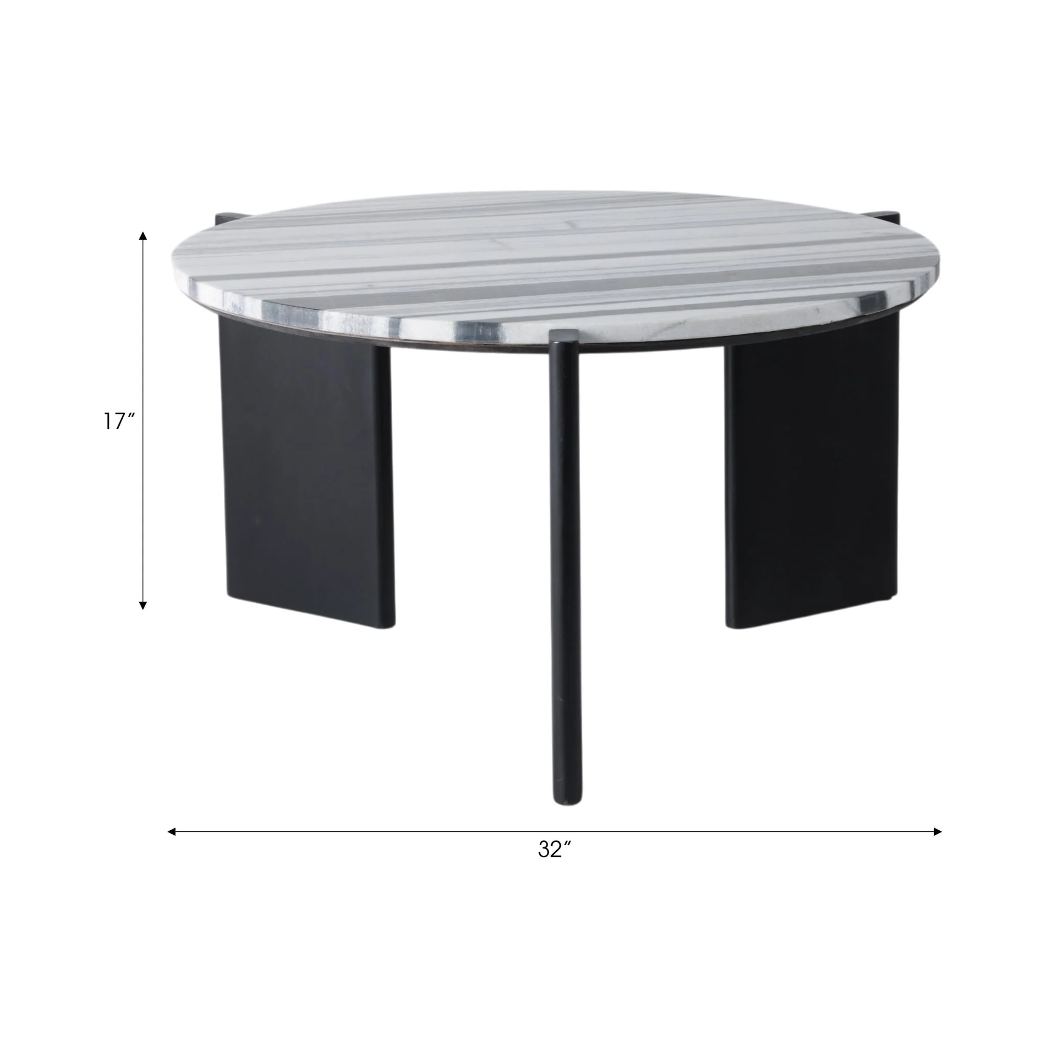 32x17 Panda Marble Coffee Table, Blk/wht - Image 8