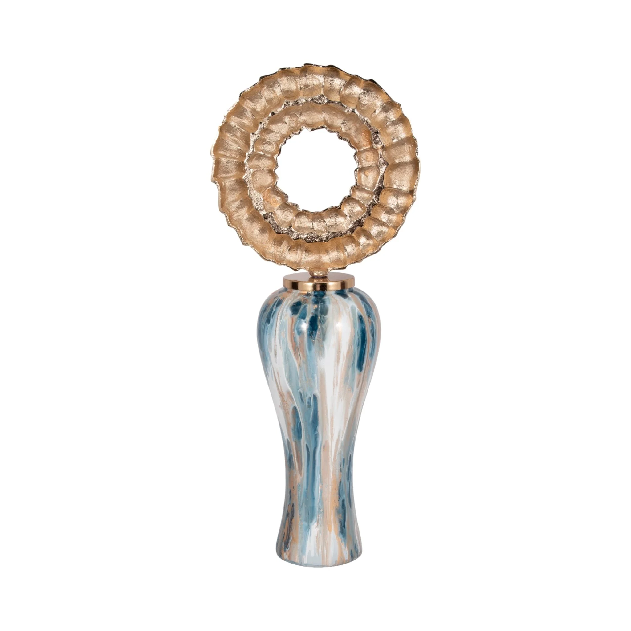 36" Blue Geo Swirl Jar W/open Metal Ring Top,multi - Image 4