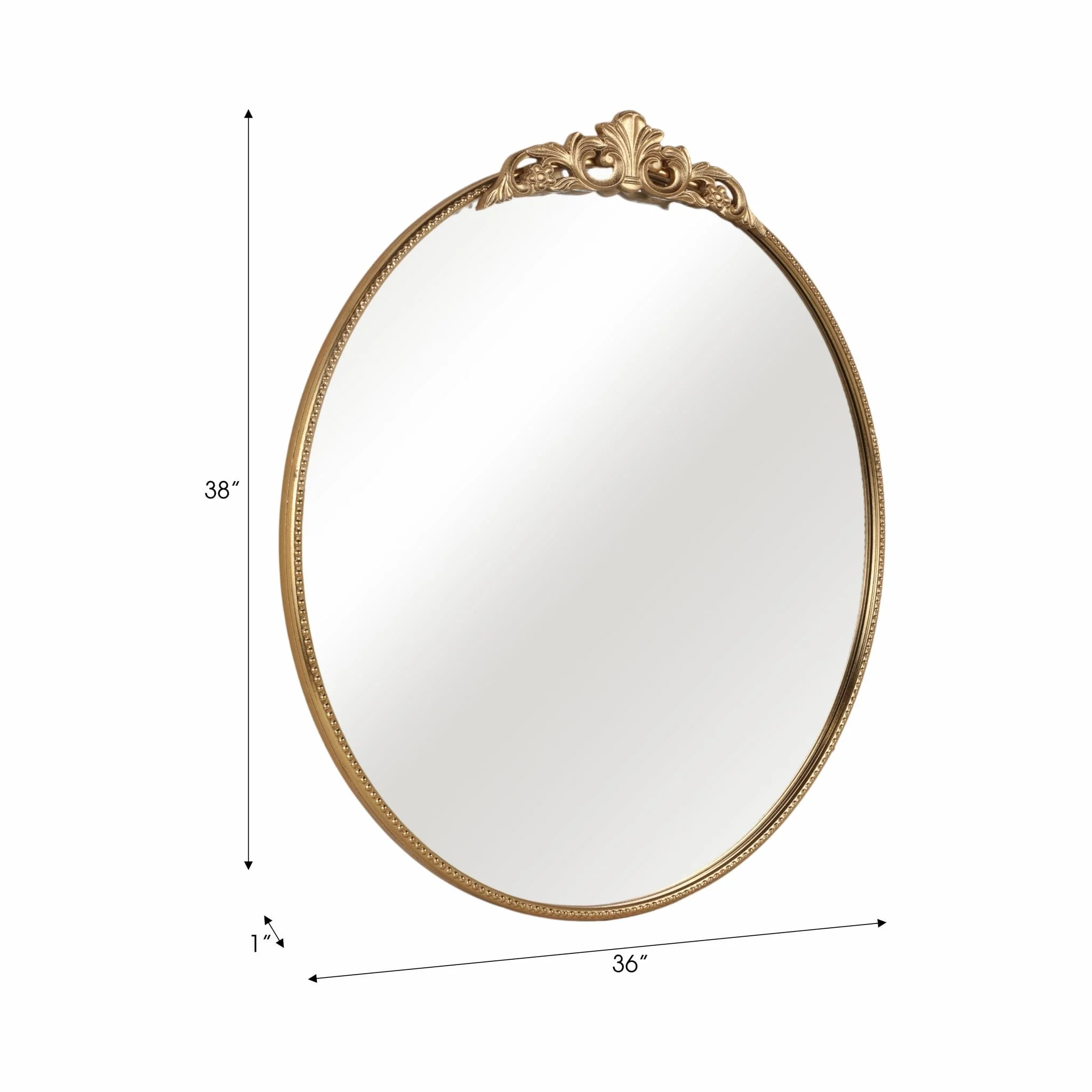 36" Fleur Applique Round Mirror, Gold Wb - Image 7