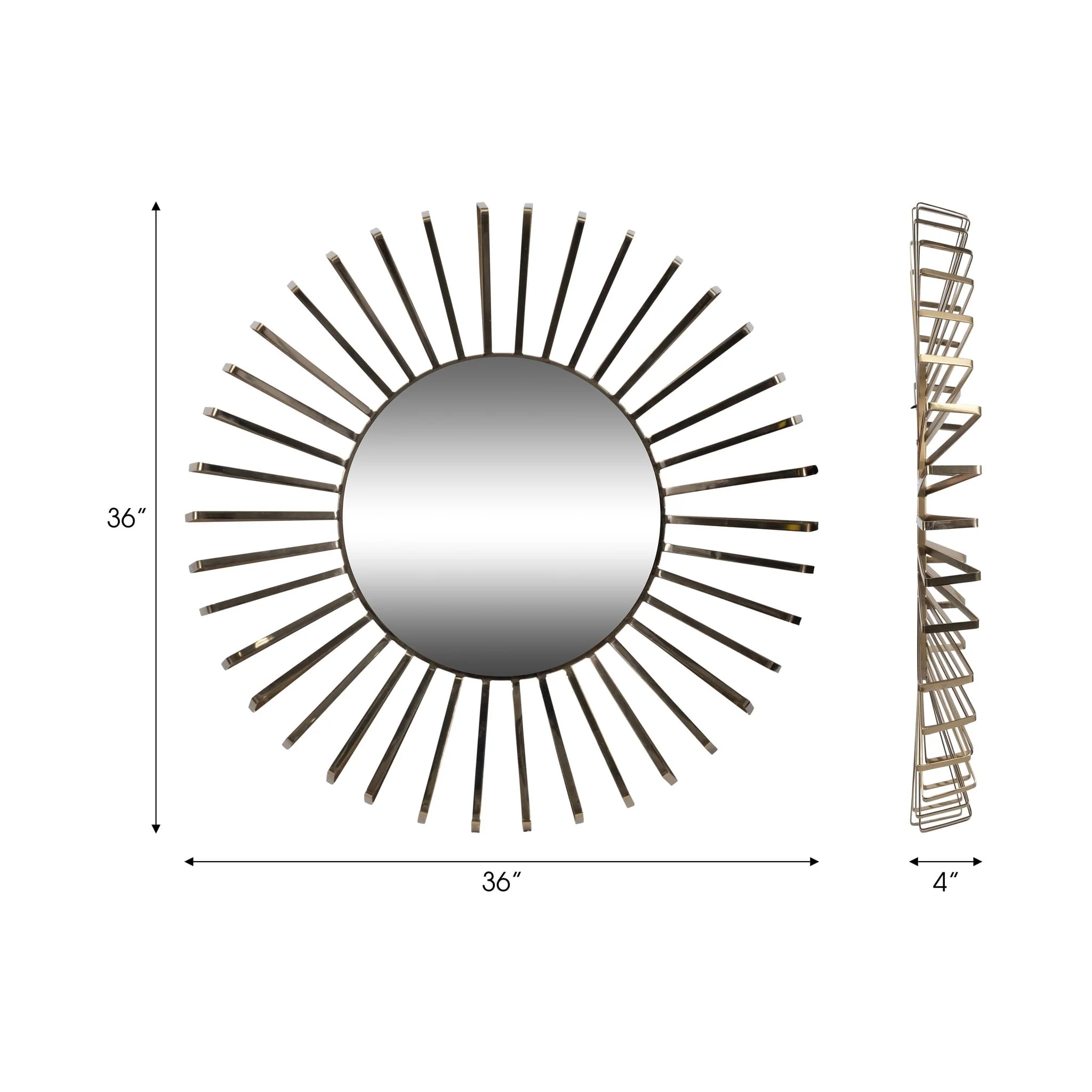 36" Metal, Burst Wall Mirror, Gold Wb - Image 6