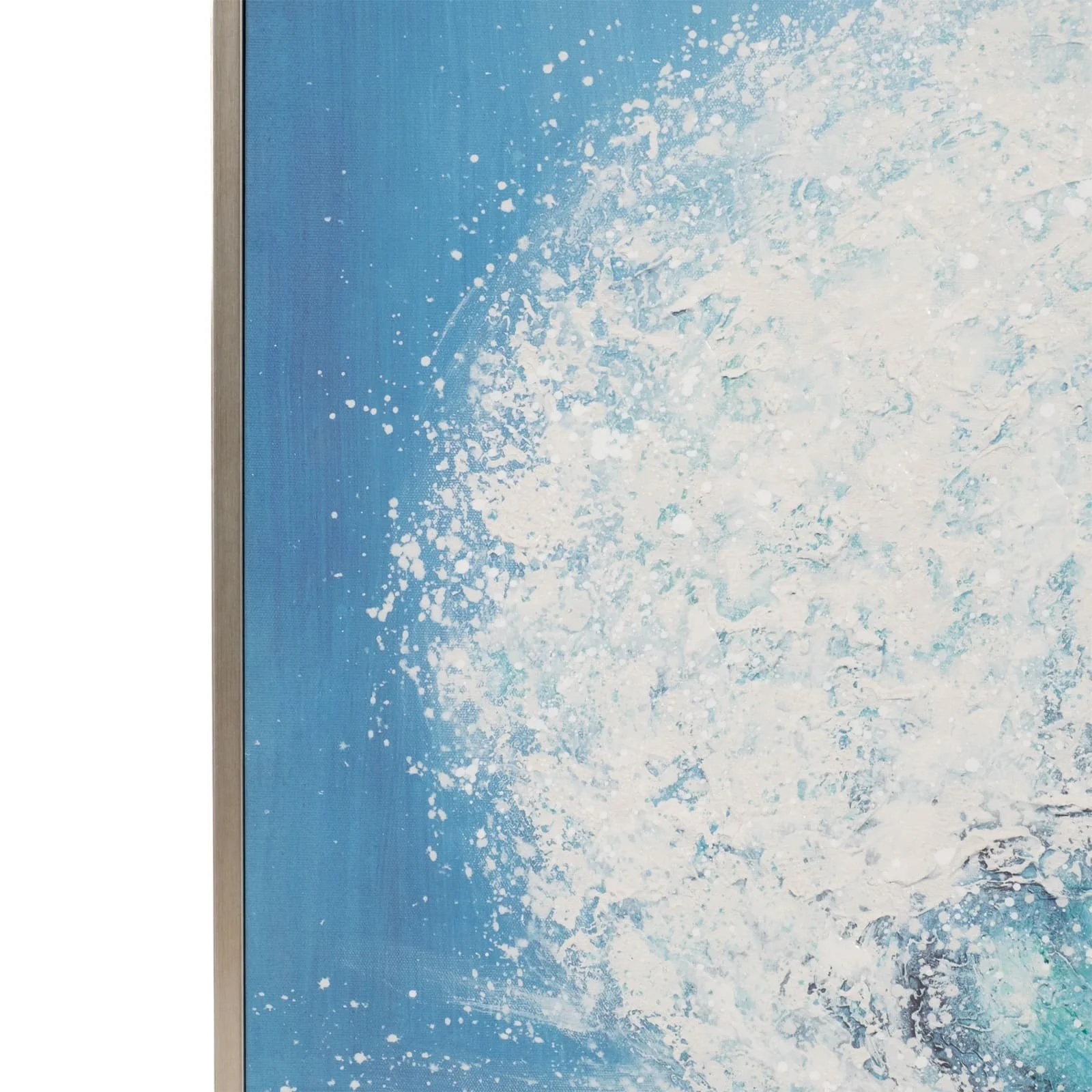 36x48 Handpainted Waves Canvas, Aqua - Image 6