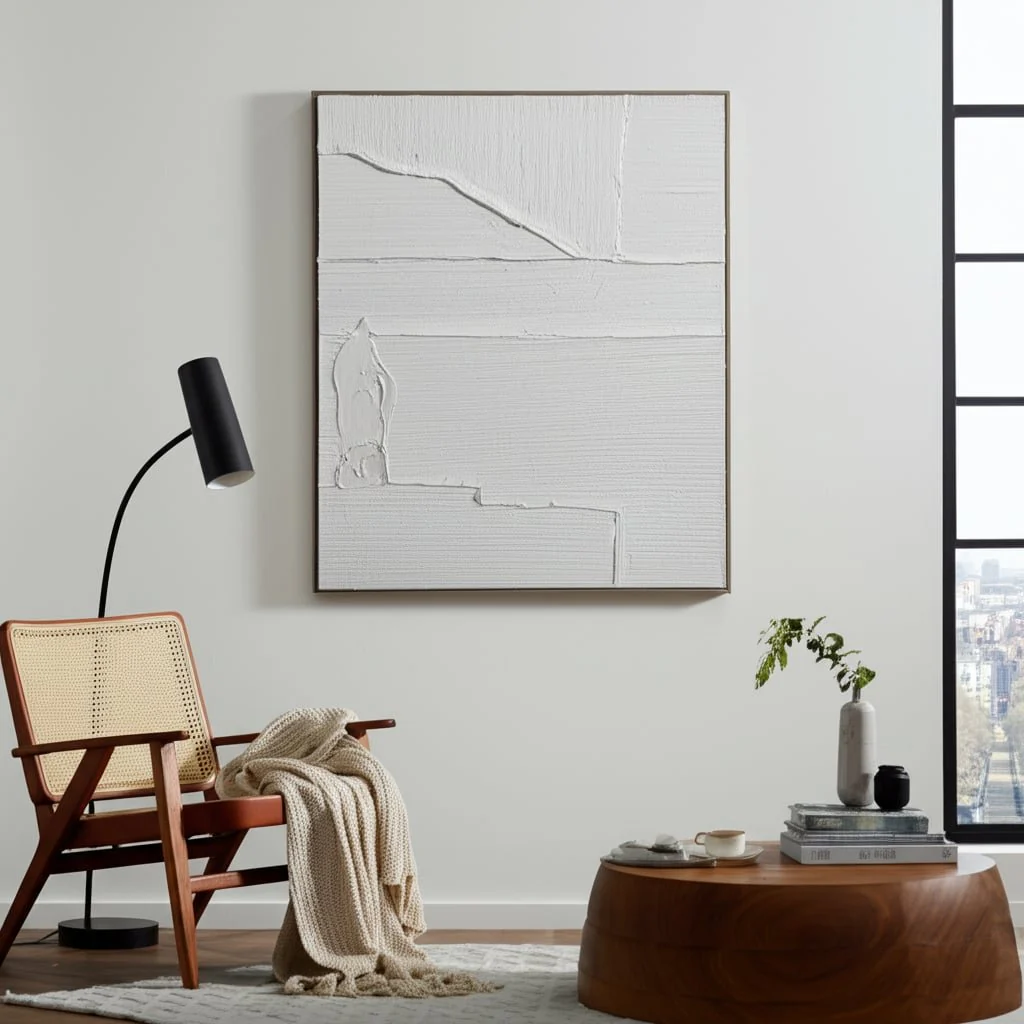 36x48 Textured Lines Wall Art, White - Image 7