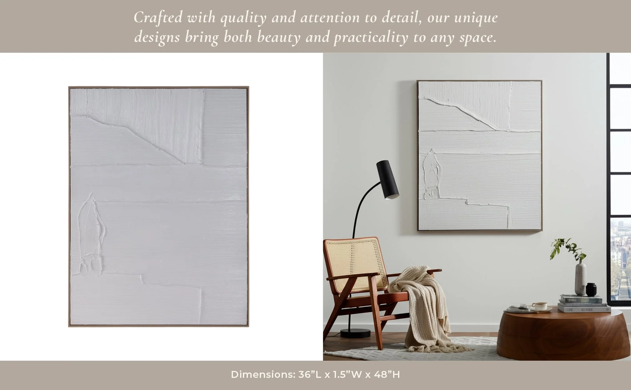 36x48 Textured Lines Wall Art, White - Image 9