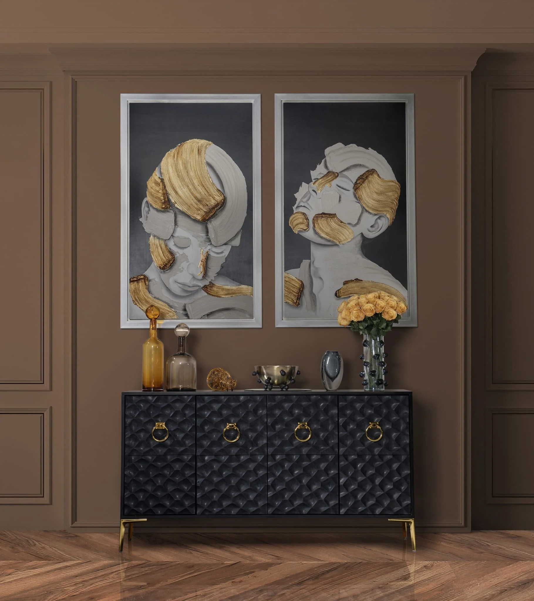 36x59, Hand Painted Deep Thought, Wht/gld - Image 10