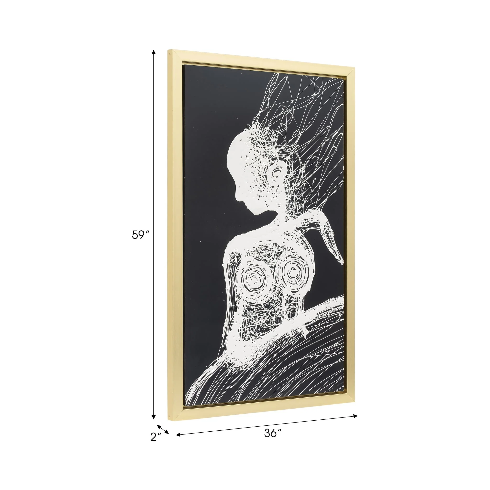 36x59, Hand Painted Woman Soul, Wht/blk - Image 8