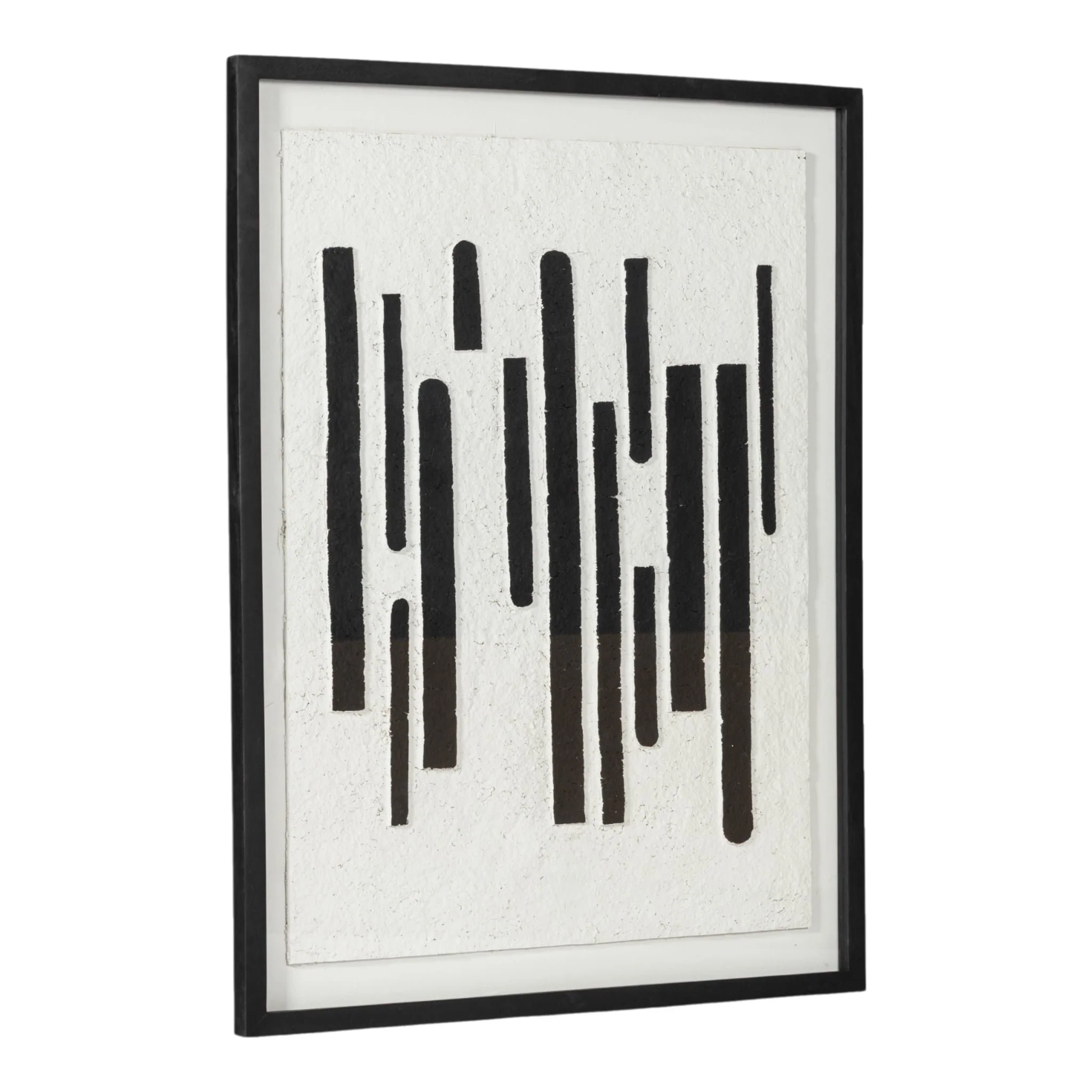 37x48" Paper Mache Wall Art Under Glass, Black/whi - Image 2