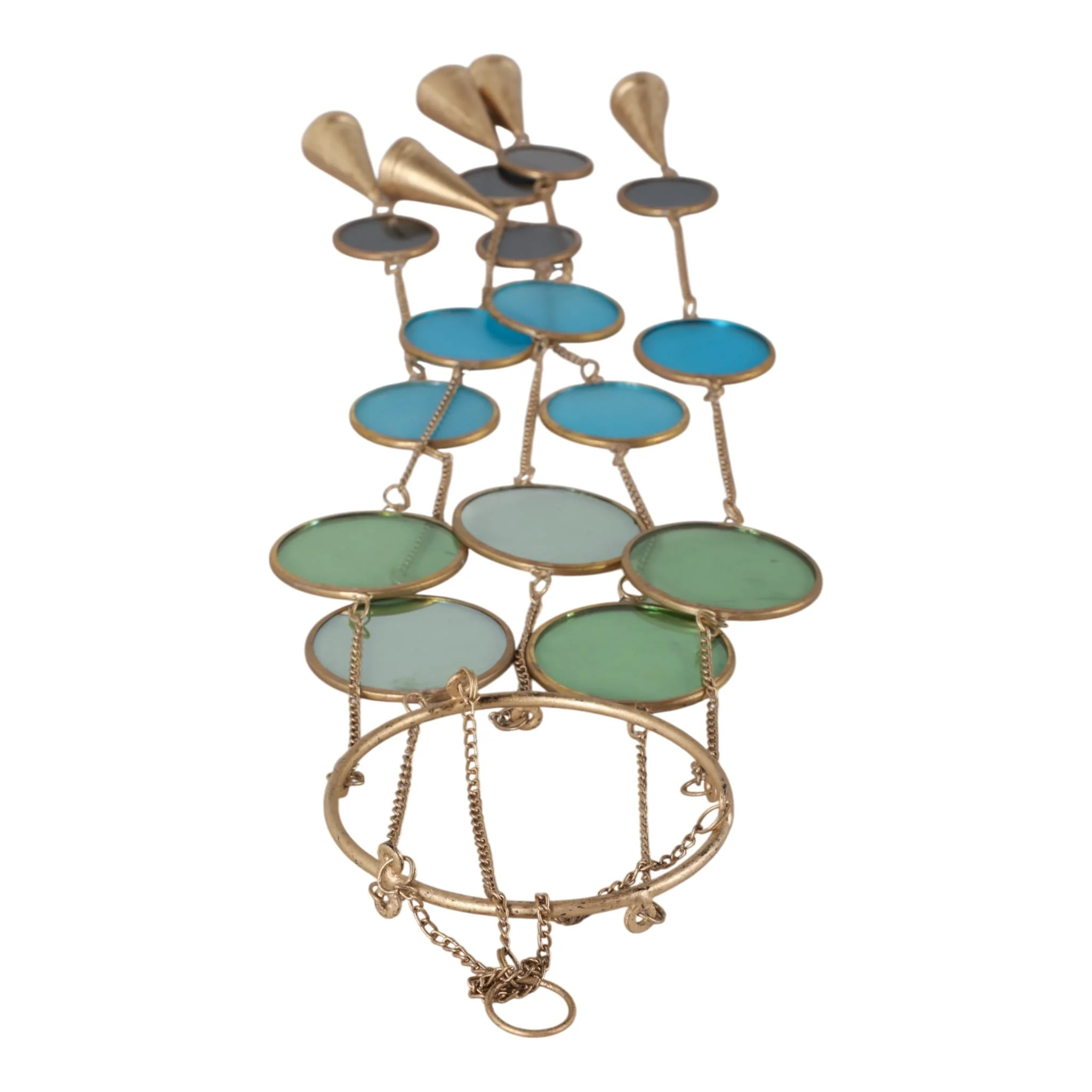 37x6" Modern Glass Discs Chime, Blue/green - Image 7
