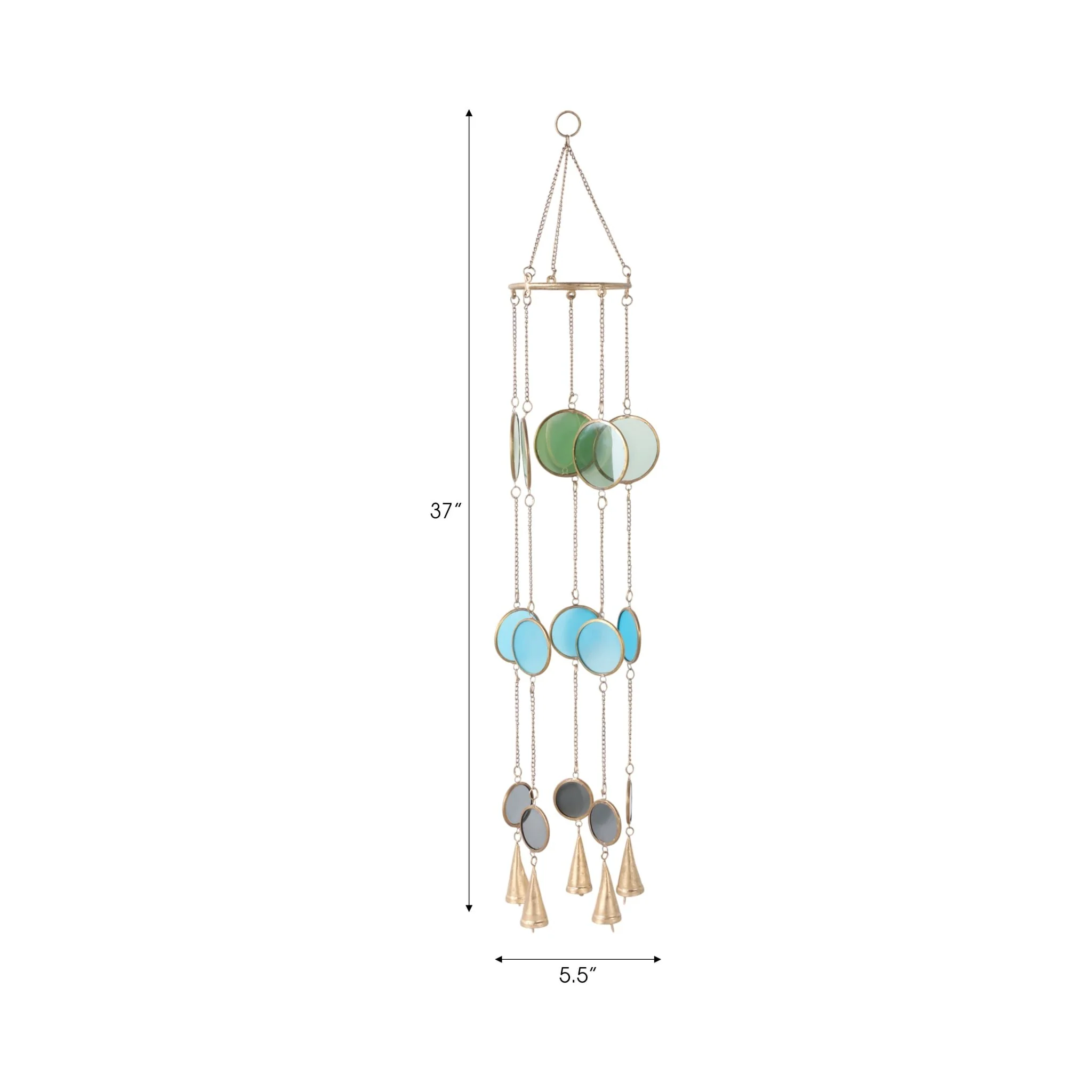 37x6" Modern Glass Discs Chime, Blue/green - Image 9