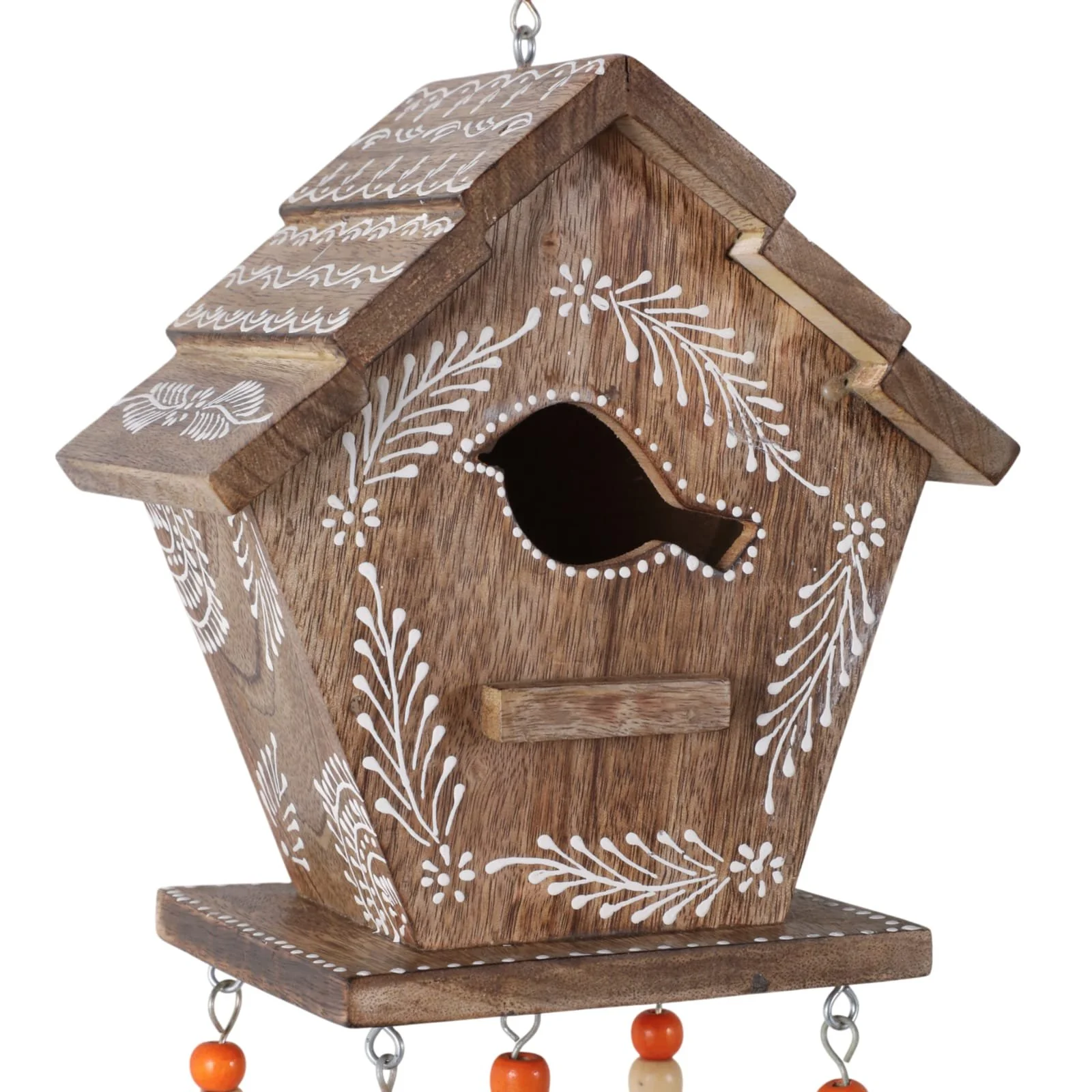 38x7" Hand Painted Birdhouse Chime, Brown - Image 5