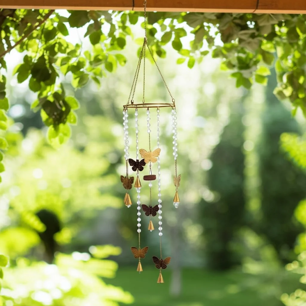 38x8" Butterflies And Crystals Chime, Clear/gold - Image 11
