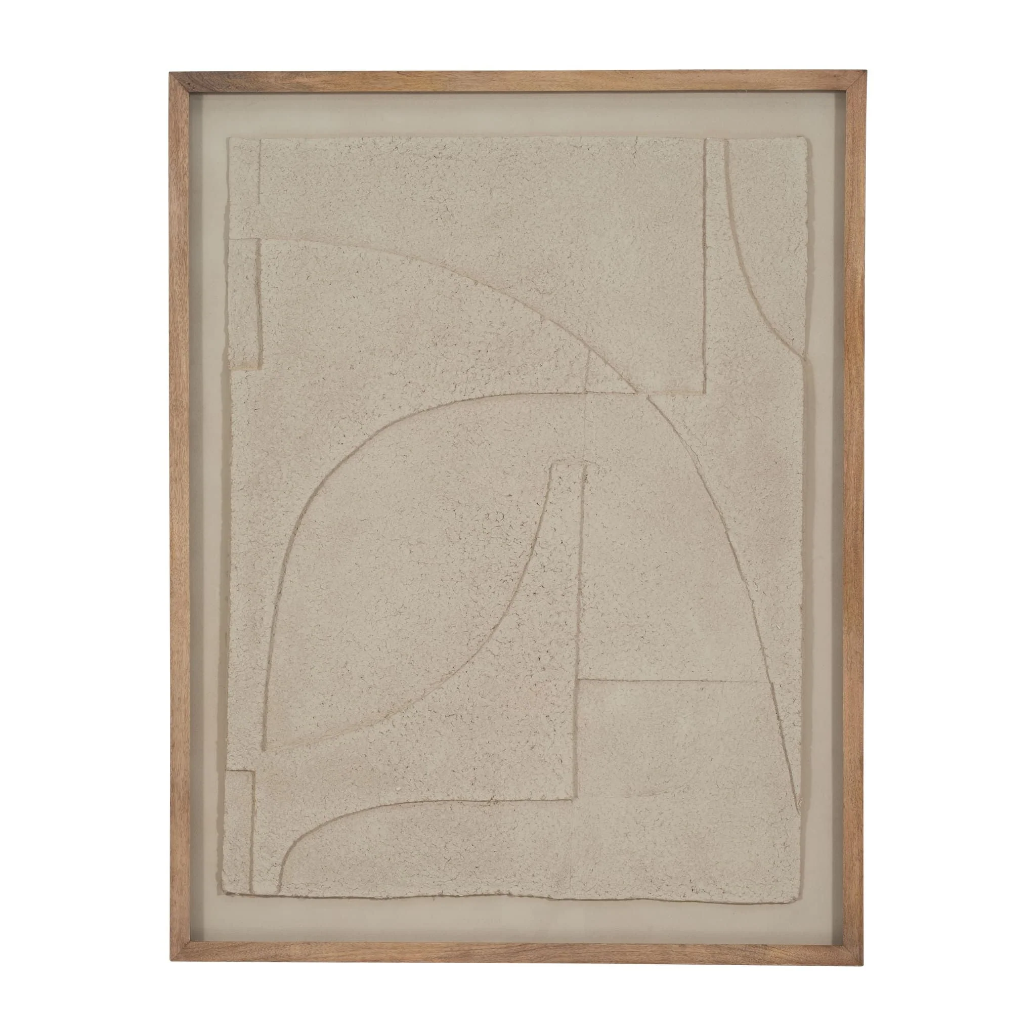 39x50 Paper Mache Wall Art Framed Glass, Off-white