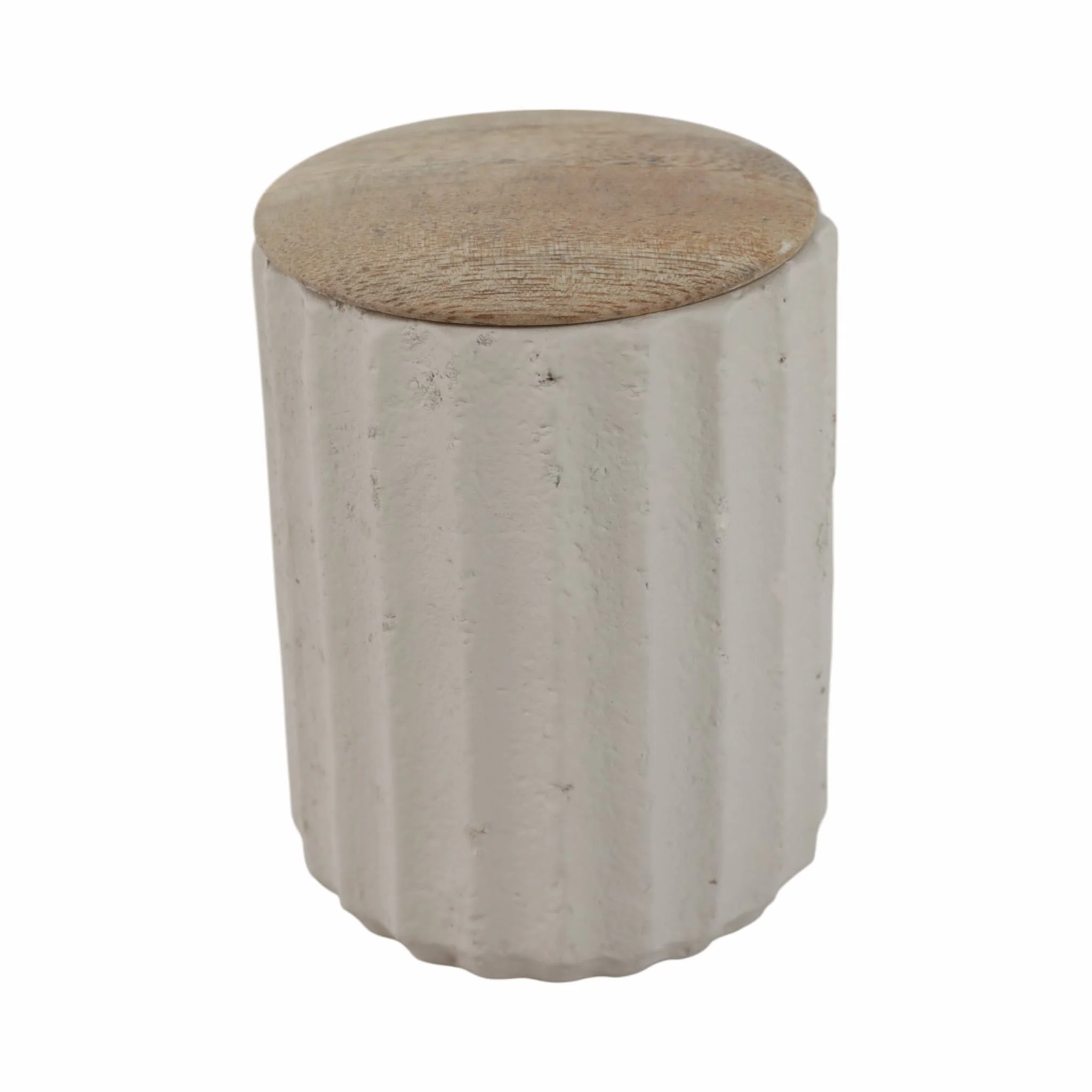 4" 6 Oz Euclyptus & Sage Ridged Cndle W/lid, Cream