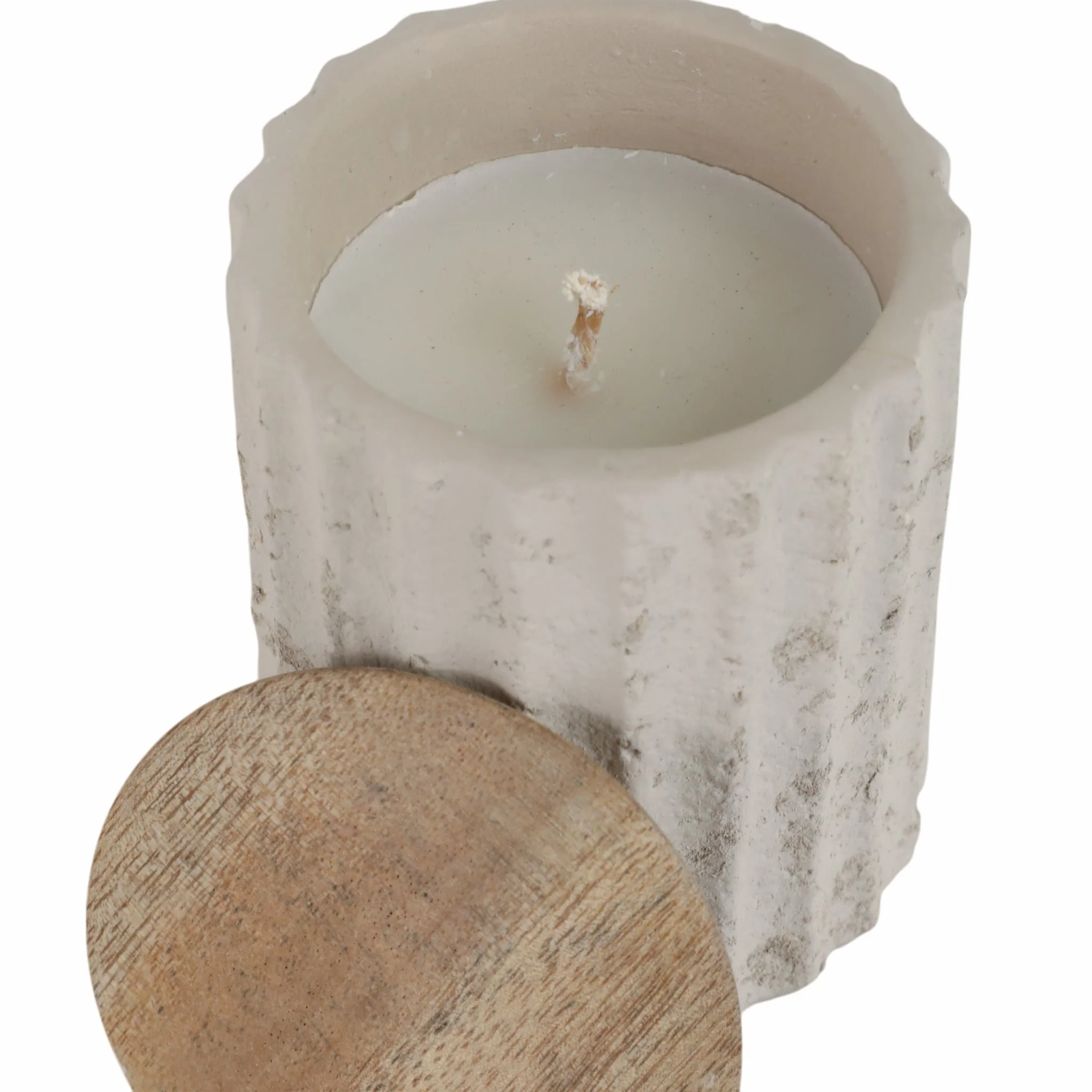 4" 6 Oz Euclyptus & Sage Ridged Cndle W/lid, Cream - Image 4
