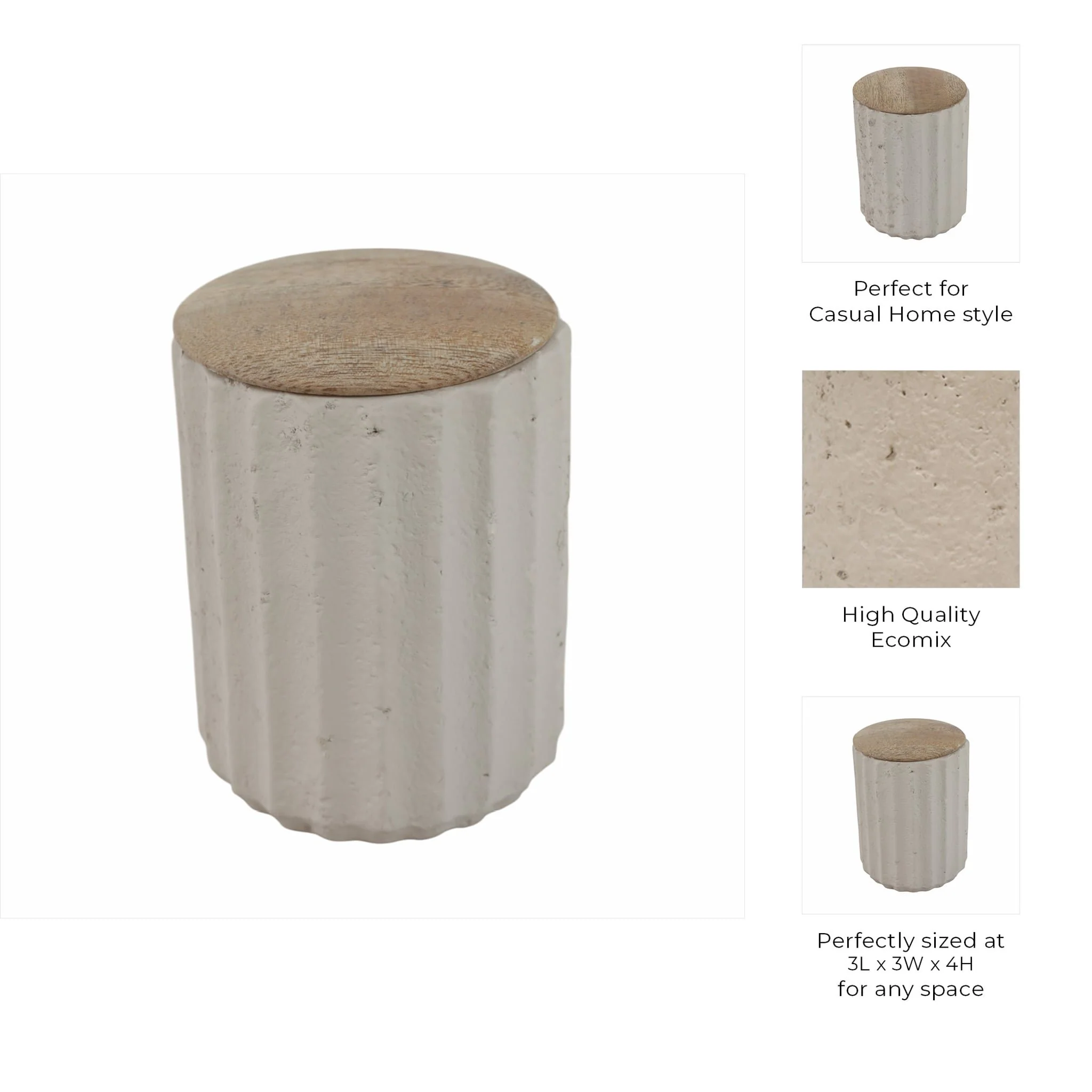 4" 6 Oz Euclyptus & Sage Ridged Cndle W/lid, Cream - Image 8