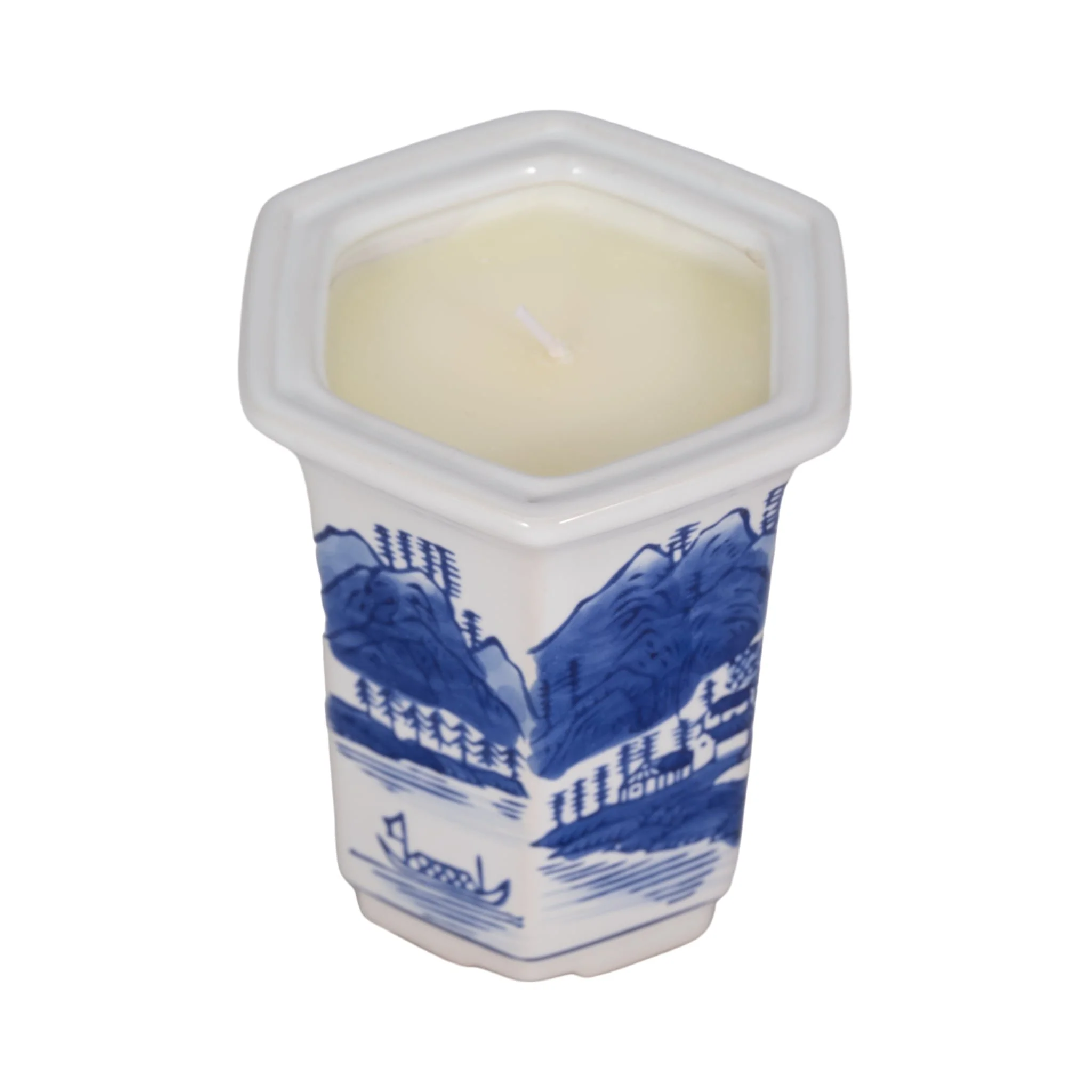 4", 6oz Chinoiserie Candle , Blue/white - Image 4