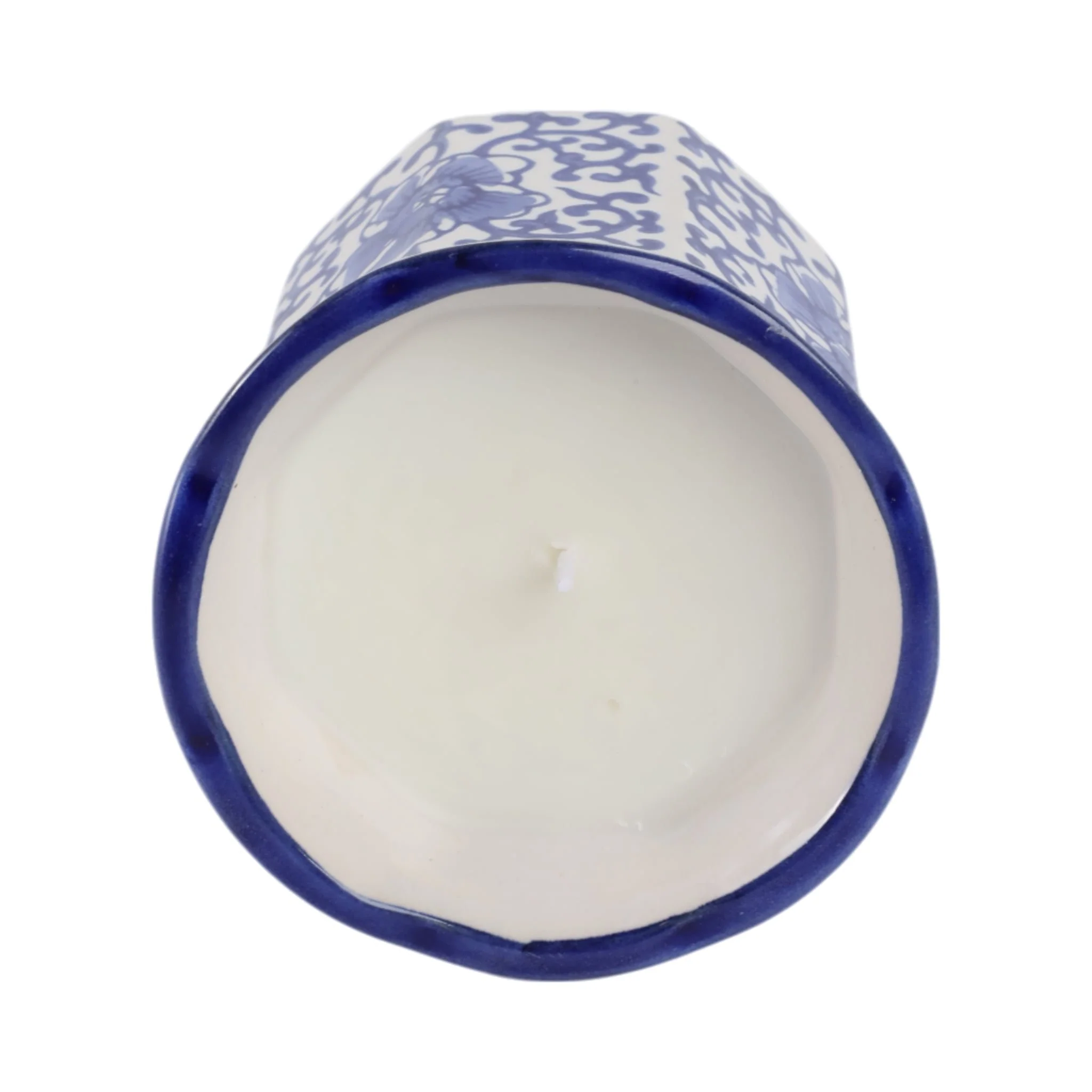 4", 6oz Fluted Chinoiserie Candle , Blue/white - Image 6
