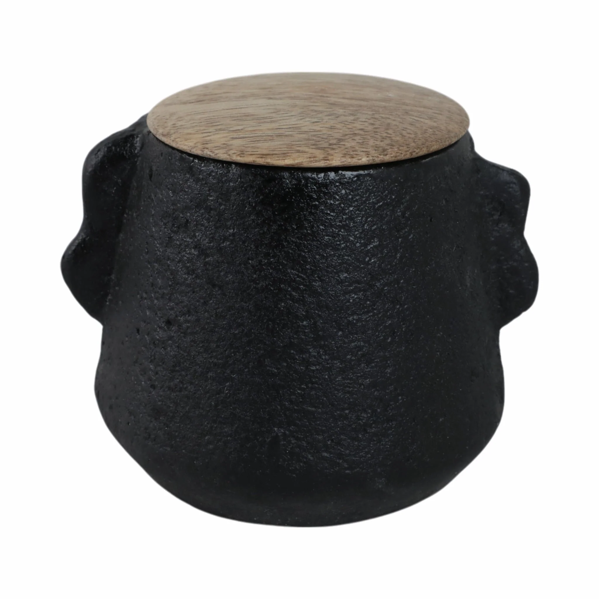 4" 8 Oz Balsam & Myrrh Eared Candle With Lid, Blk