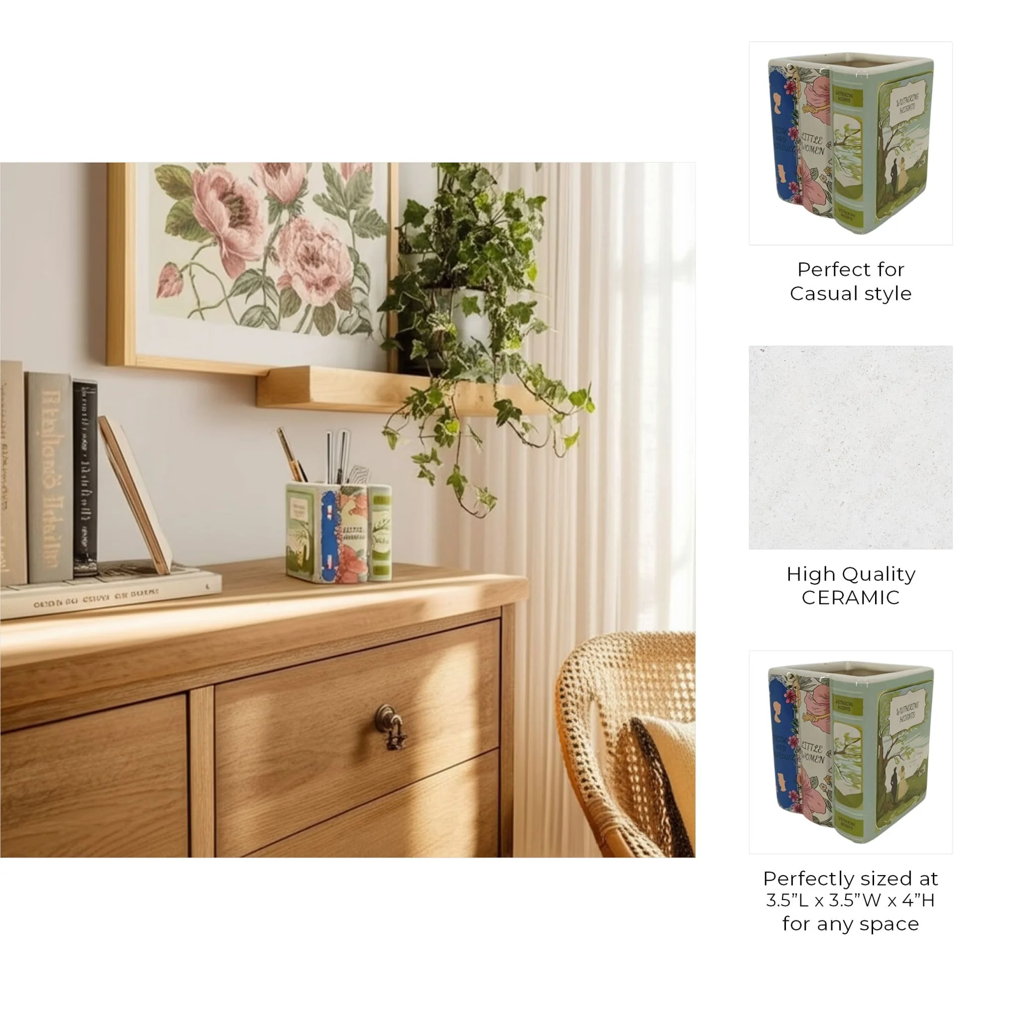 4" Classic Books Pencil Cup, Multi - Image 9