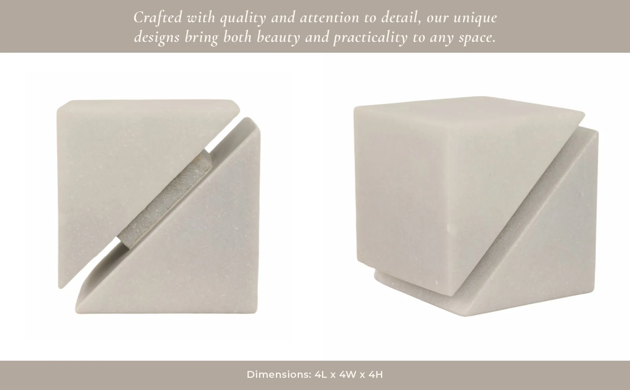 4" Cut Marble Cube, White - Image 12