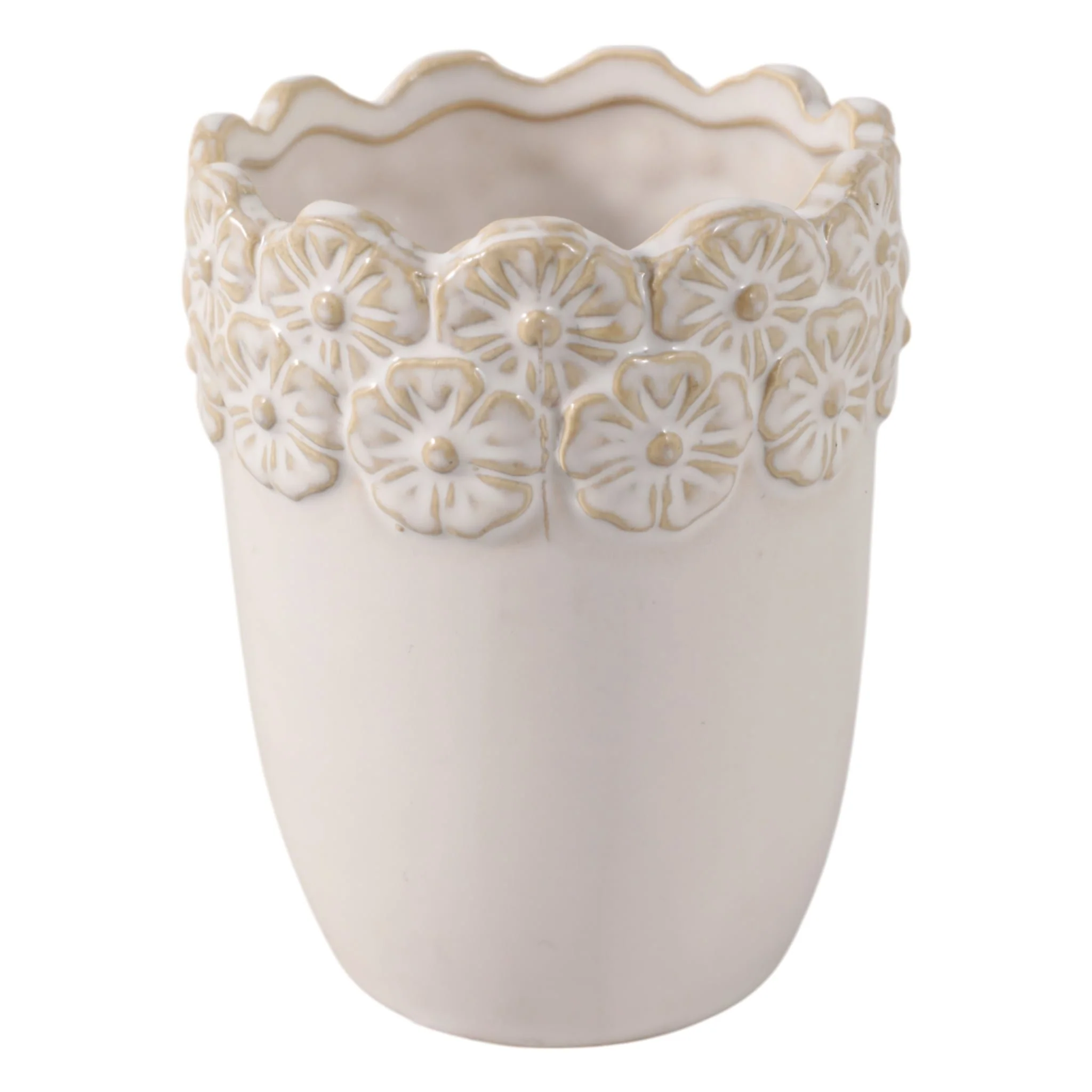 4" Flower Border Pencil Cup, Ivory - Image 3