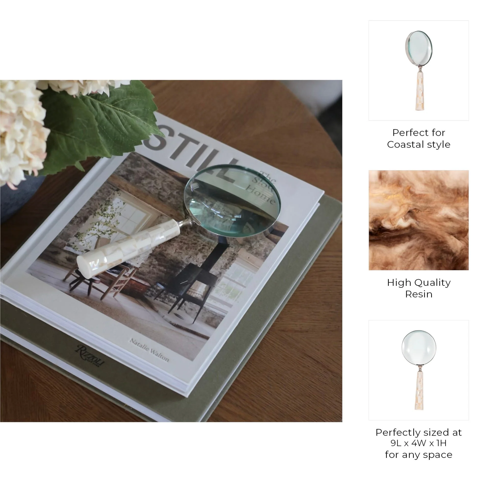 4" Mop Handle Magnifying Glass, Ivory - Image 7