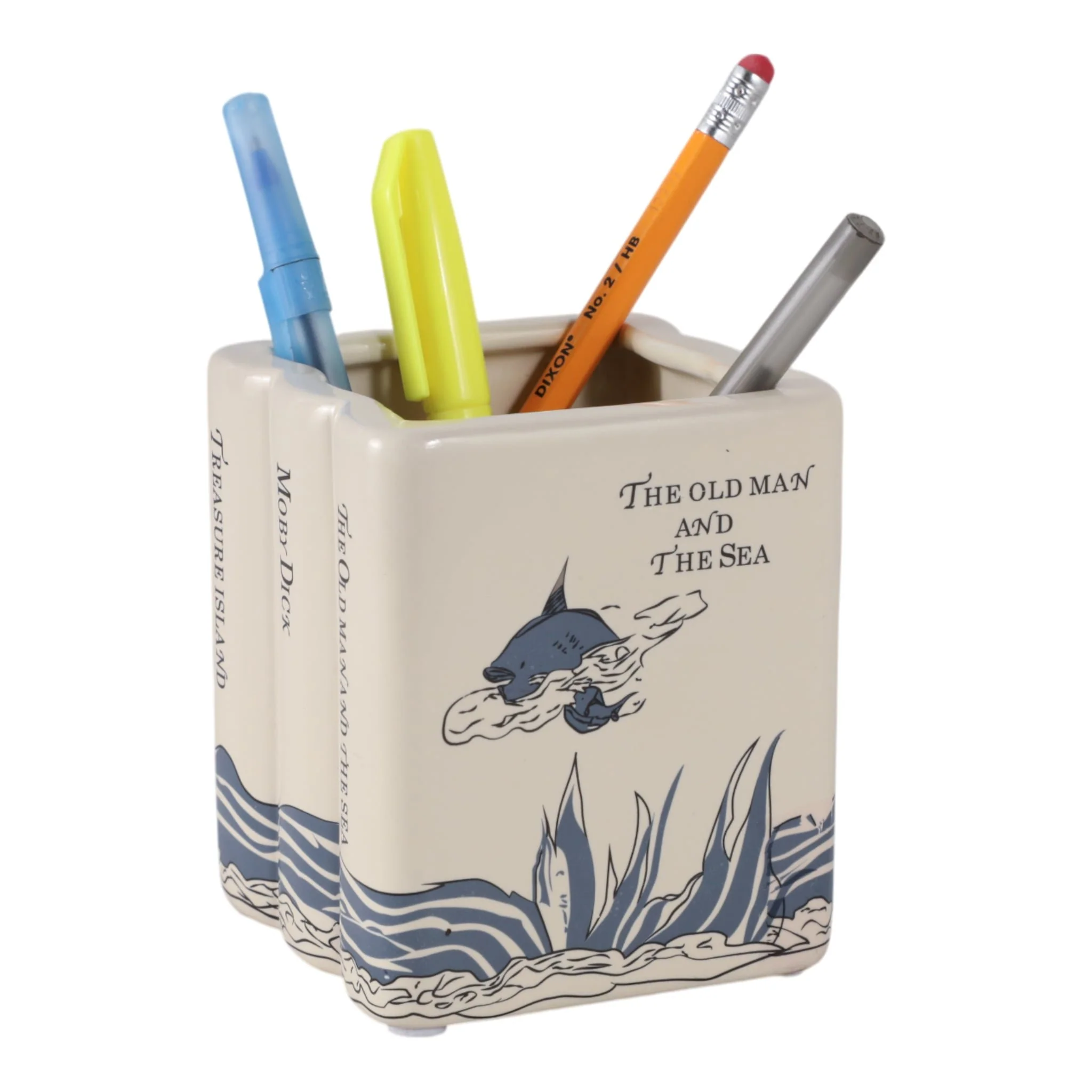 4" Nautical Adventure Books Pencil Cup, Blue - Image 2