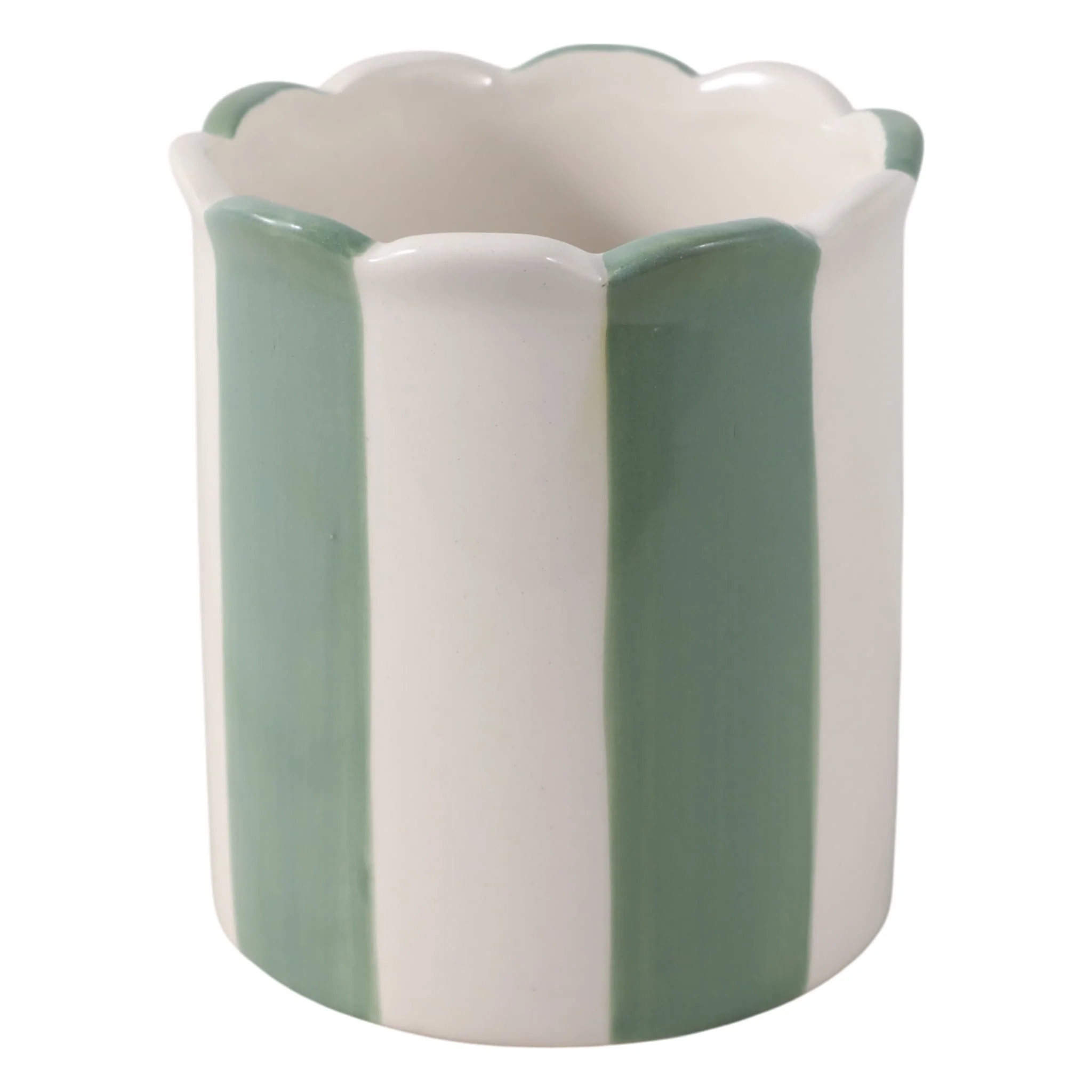 4" Striped Pencil Cup, Green/ivory - Image 3