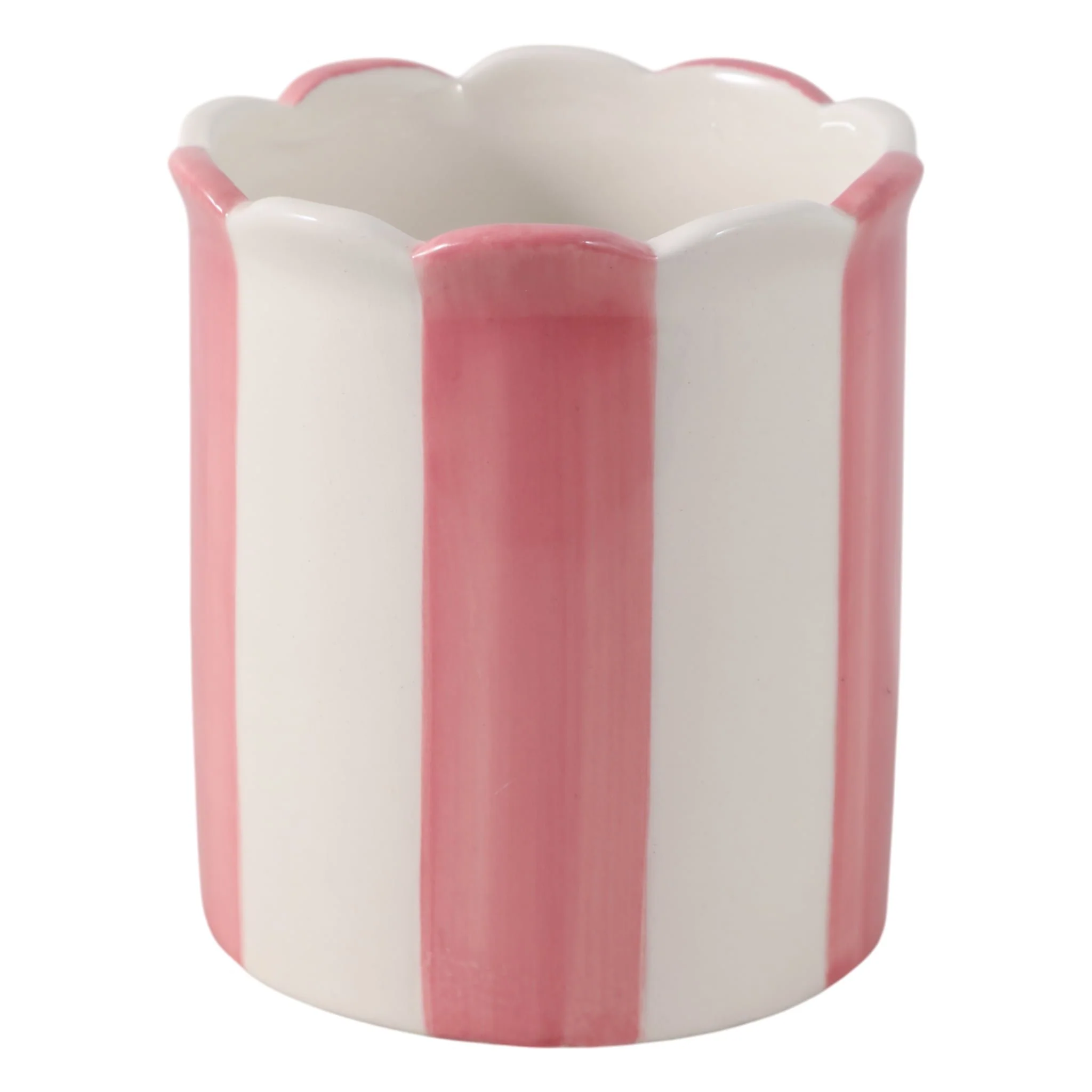 4" Striped Pencil Cup, Pink/ivory