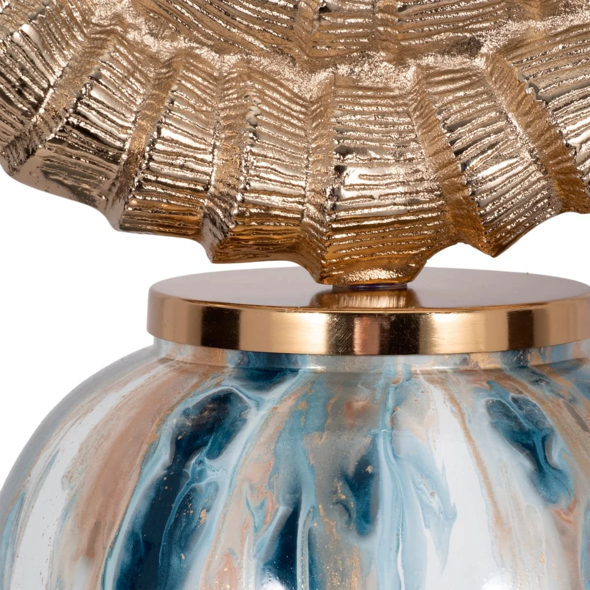 41" Blue Geo Swirl Jar W/open Metal Ring Top,multi - Image 5