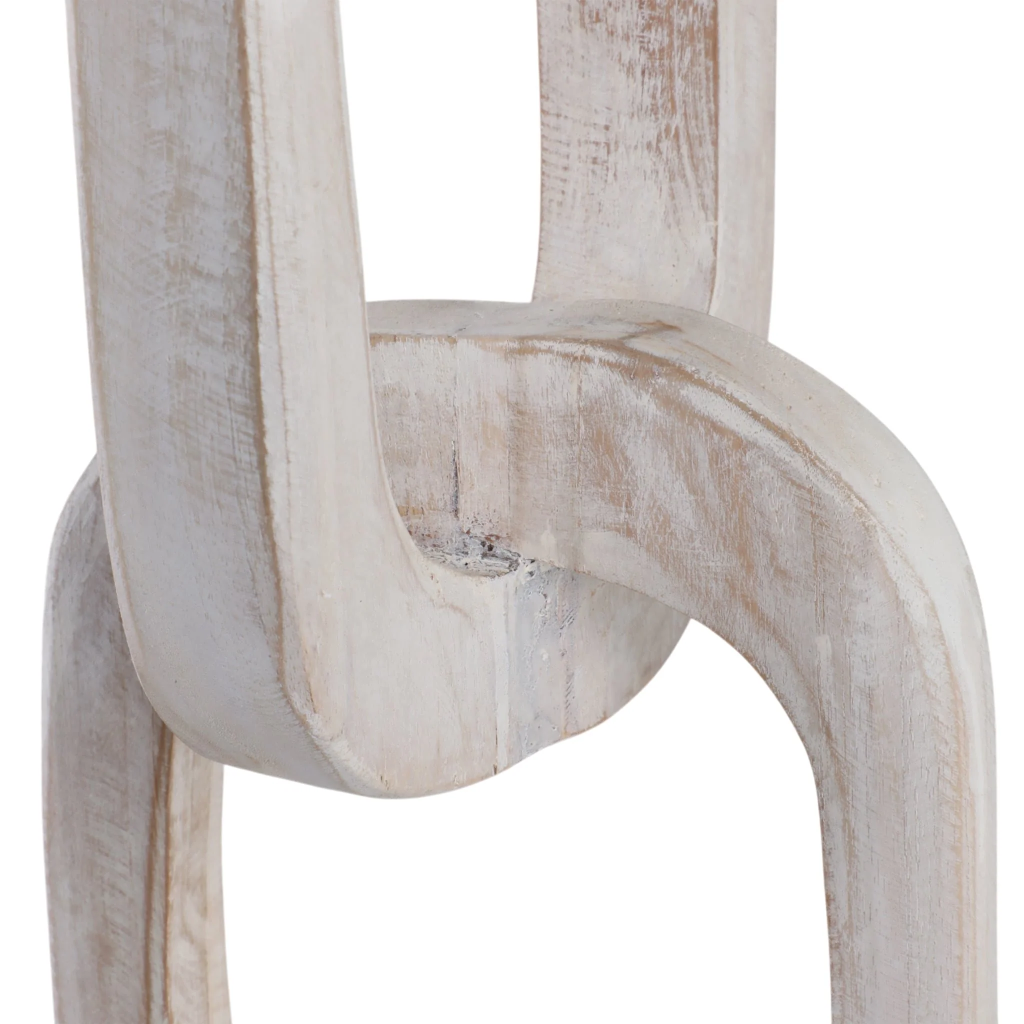 41" Teak Chain Sculpture On Stand, White - Image 6